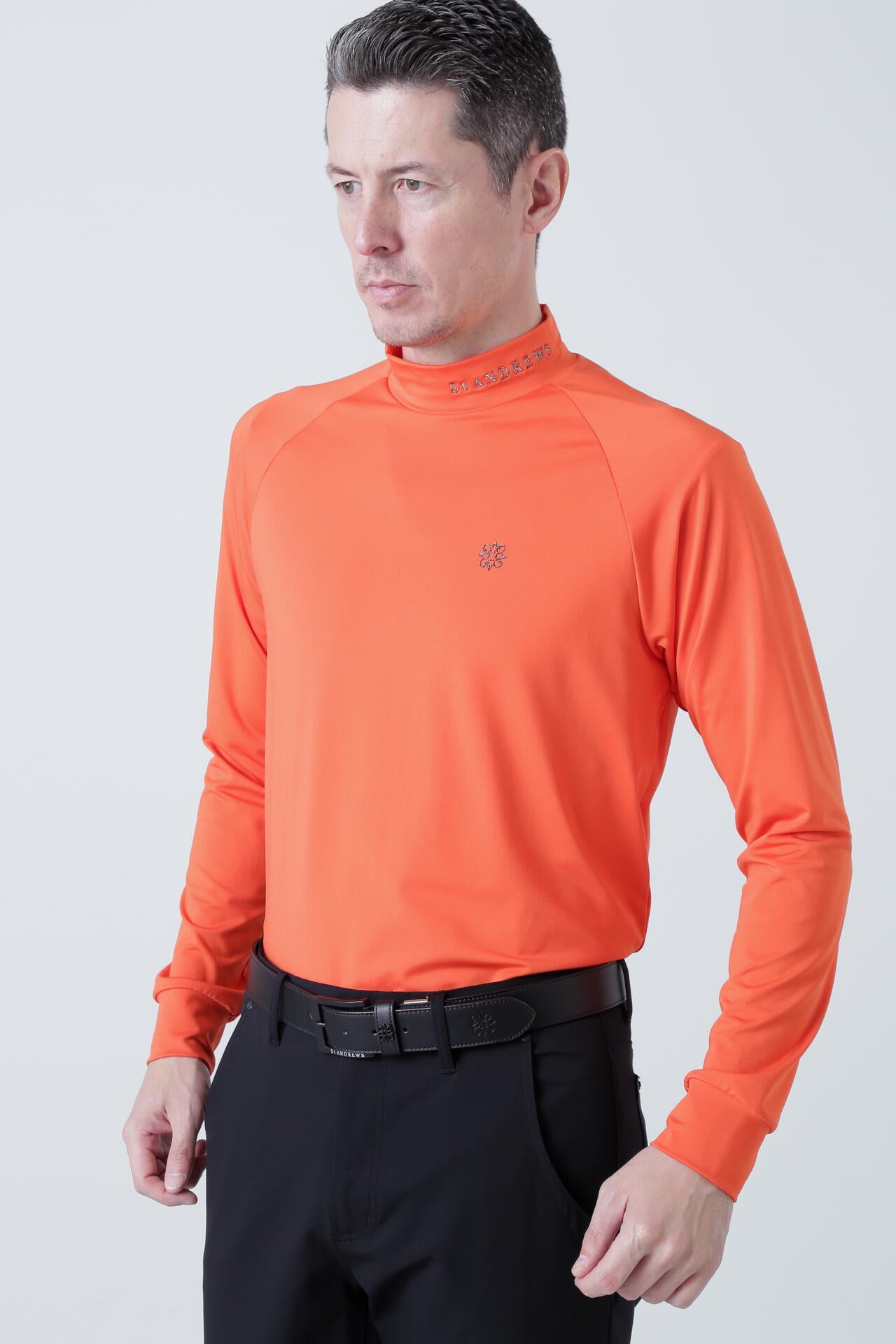 カチオンポリエステル ベア天竺 長袖ハイネック (MENS)