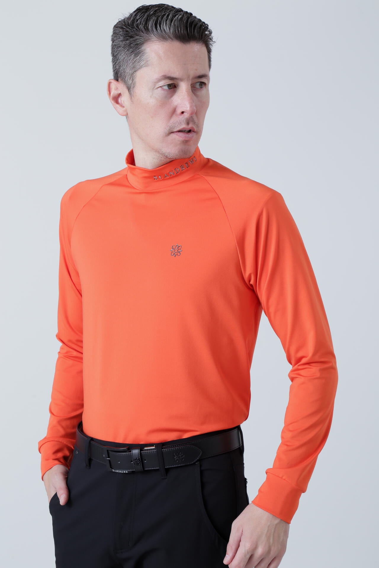 カチオンポリエステル ベア天竺 長袖ハイネック (MENS)