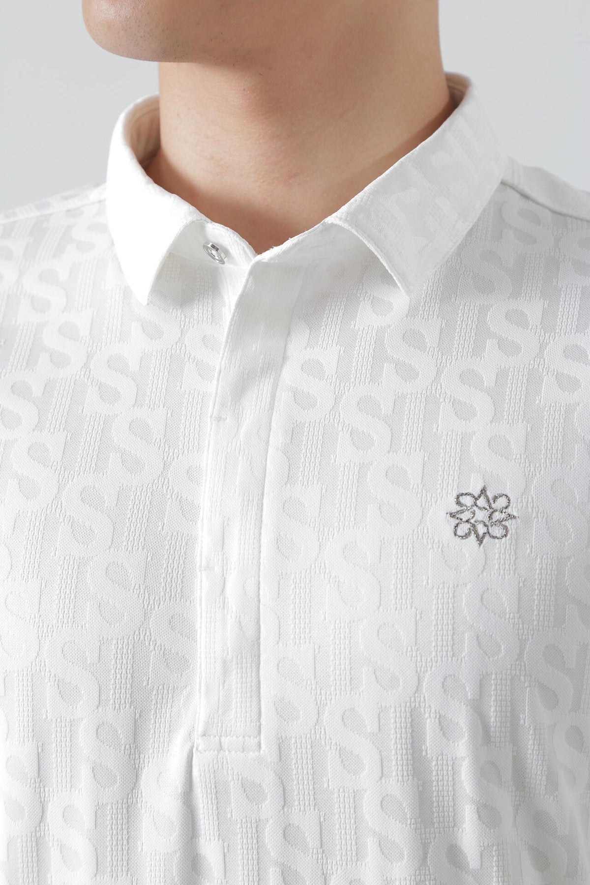 STロゴジャガード 長袖ポロシャツ (MENS)