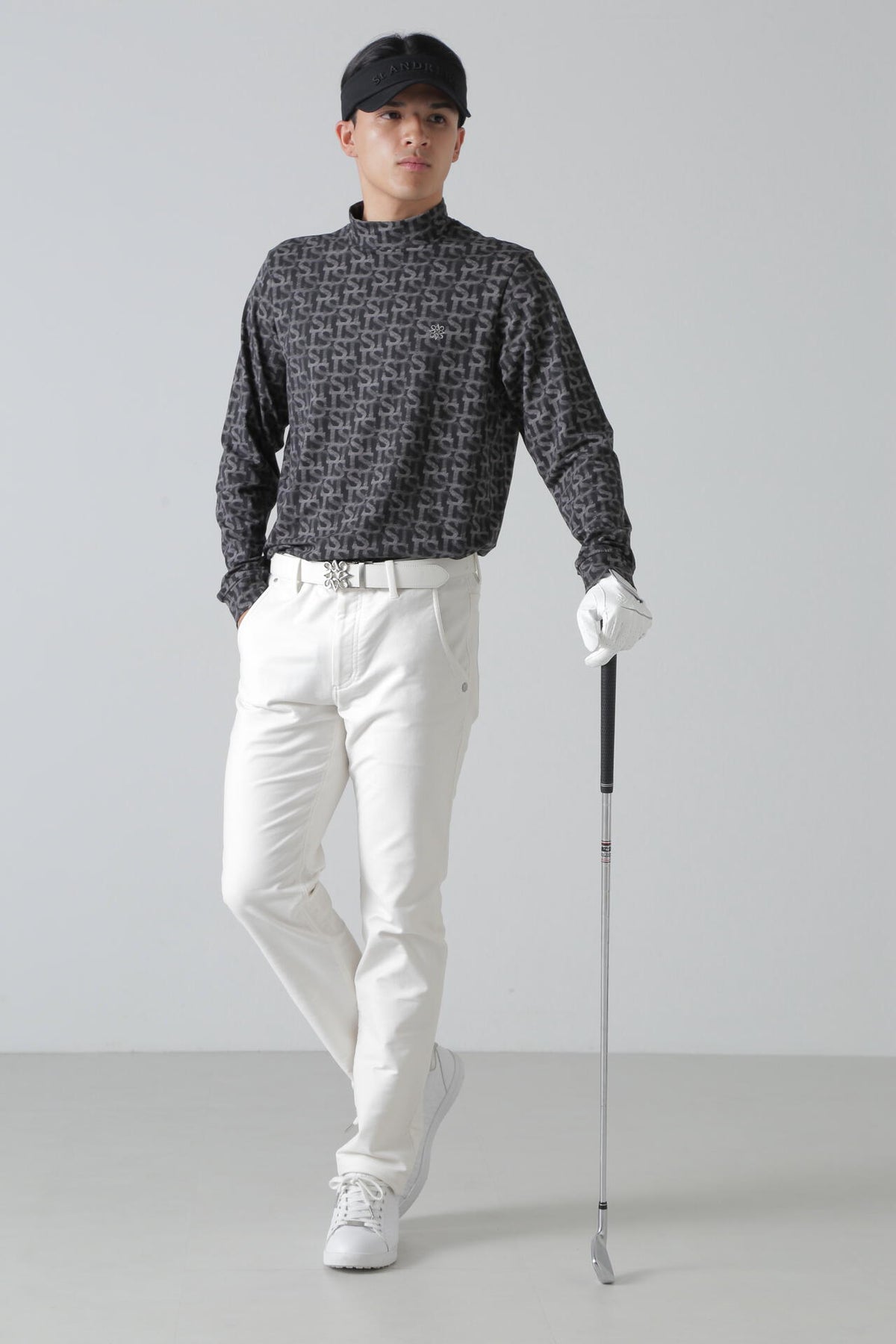 ベア天竺 長袖ハイネックカットソー <STロゴプリント> (MENS)