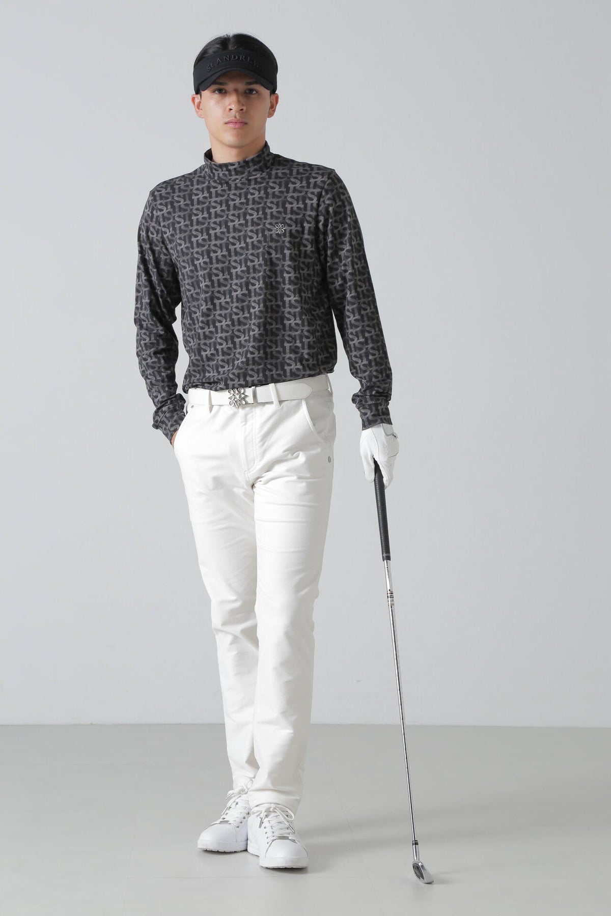 ベア天竺 長袖ハイネックカットソー <STロゴプリント> (MENS)