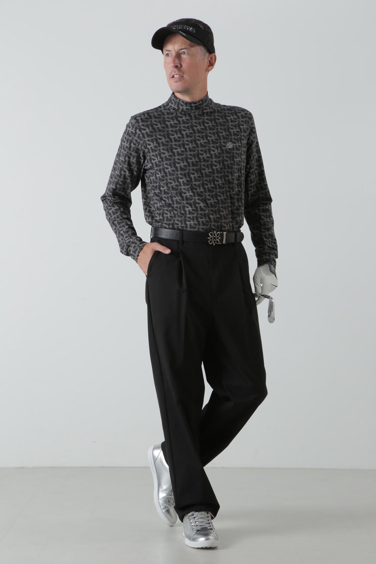 ベア天竺 長袖ハイネックカットソー <STロゴプリント> (MENS)