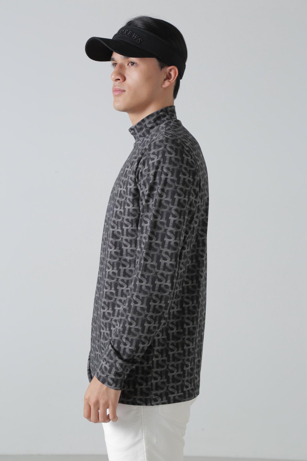 ベア天竺 長袖ハイネックカットソー <STロゴプリント> (MENS)