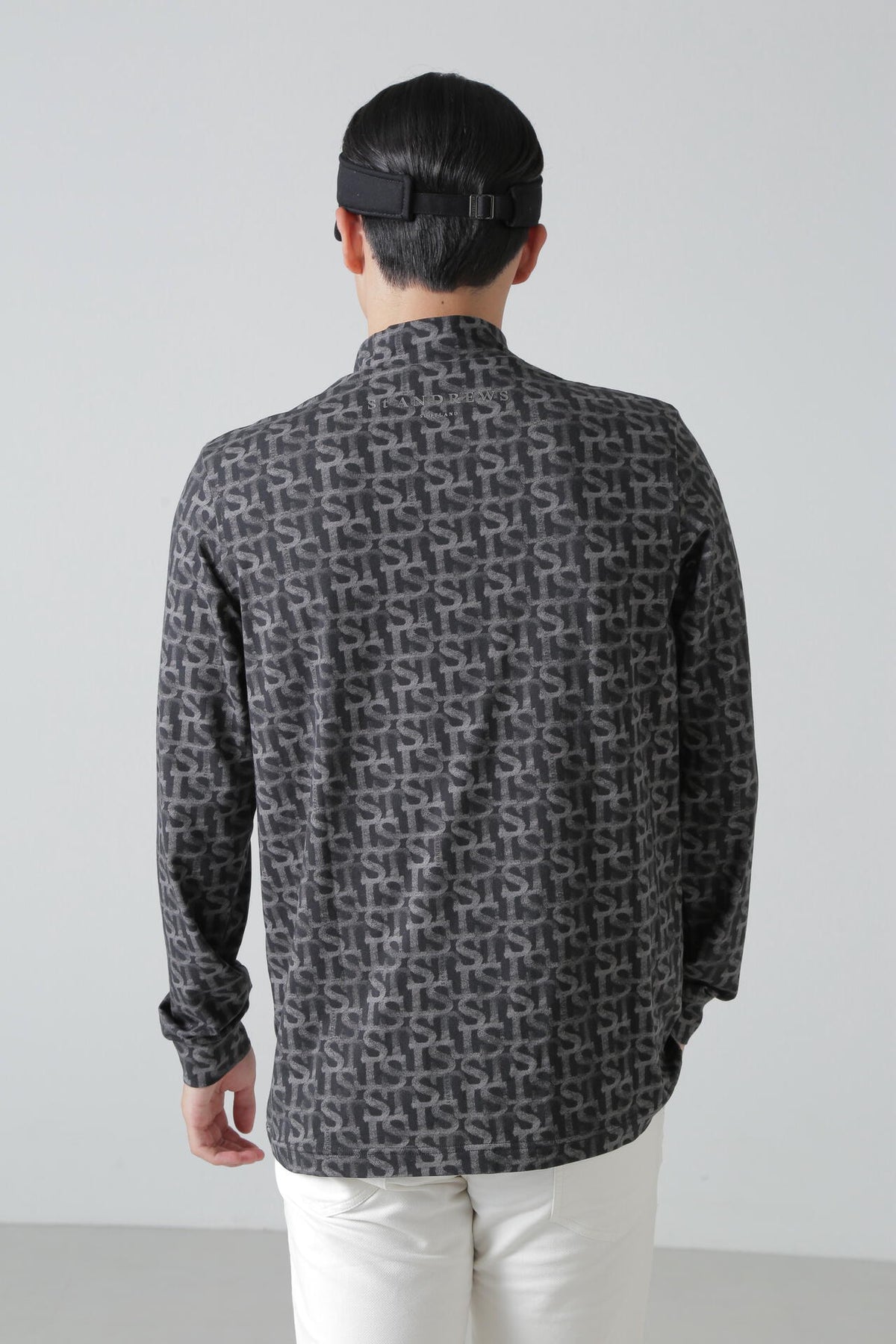 ベア天竺 長袖ハイネックカットソー <STロゴプリント> (MENS)