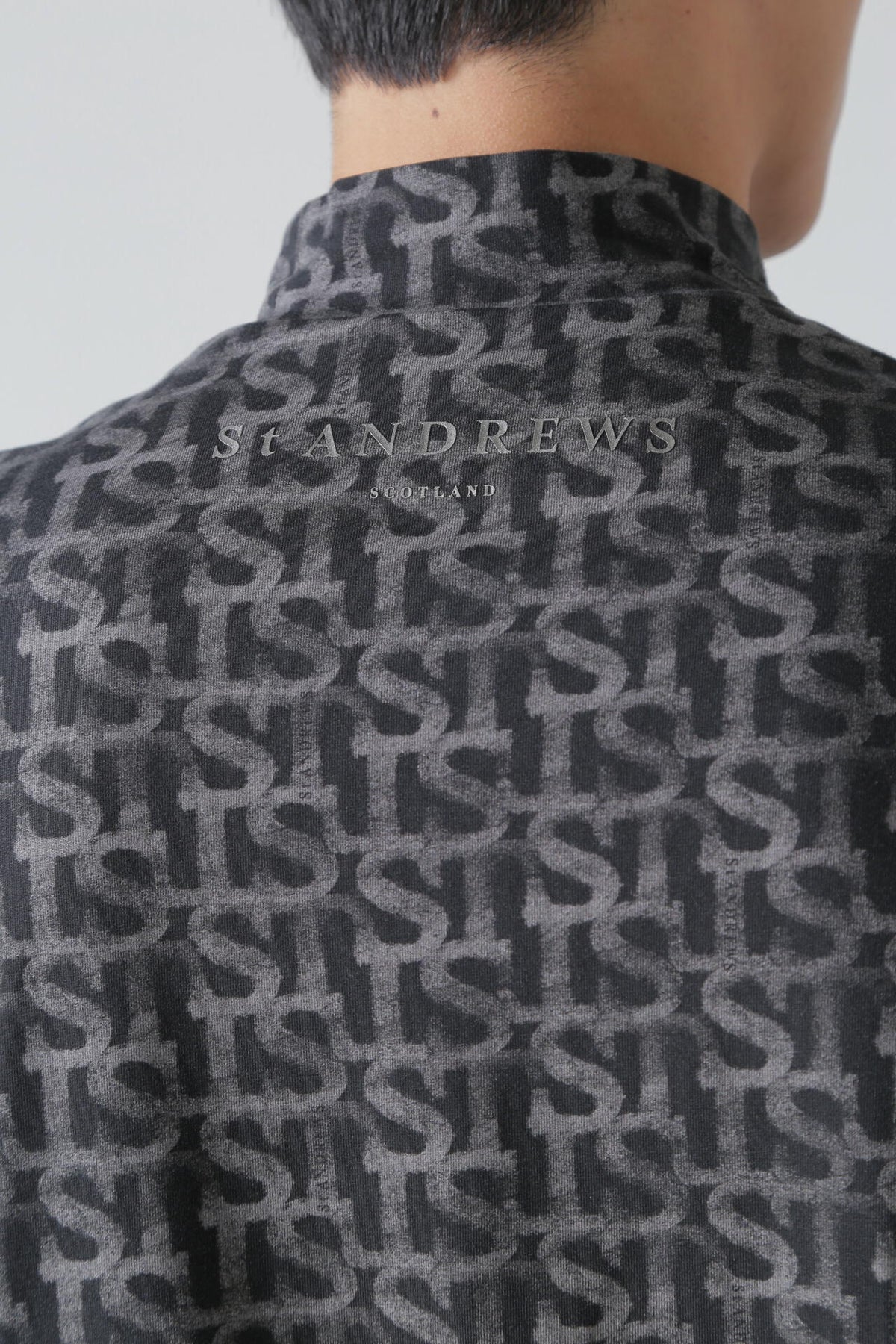 ベア天竺 長袖ハイネックカットソー <STロゴプリント> (MENS)