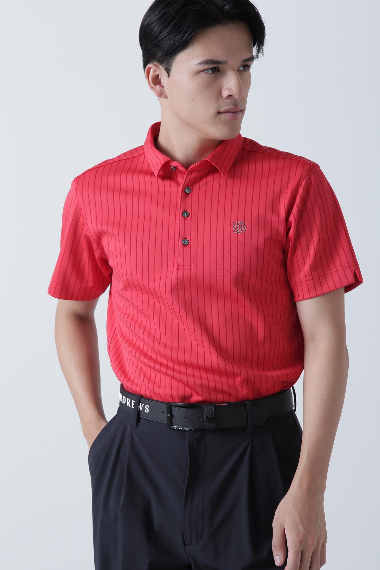 ストライプ半袖ポロシャツ (MENS)