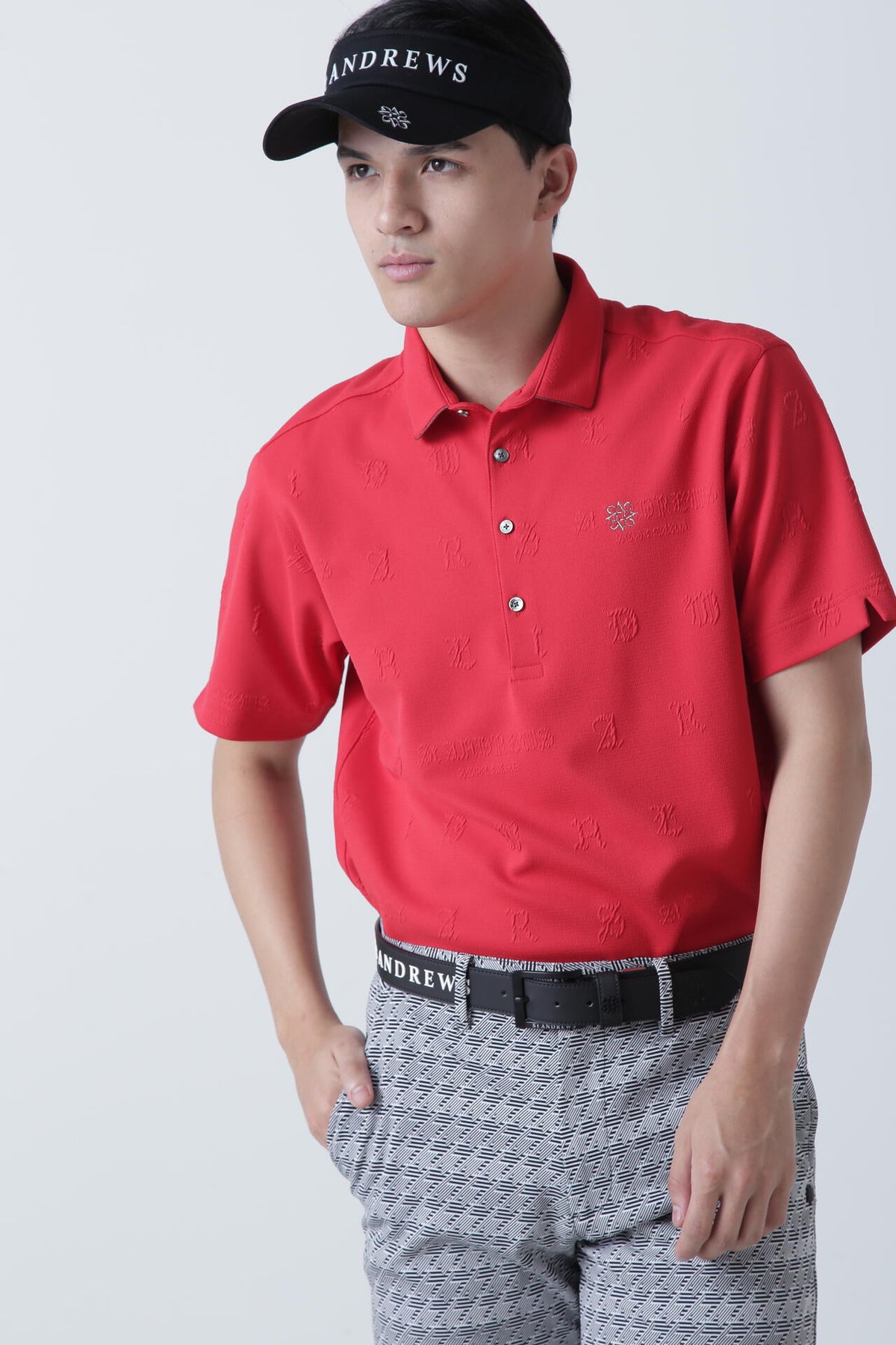 ふくれジャガードロゴ半袖ポロシャツ (MENS)