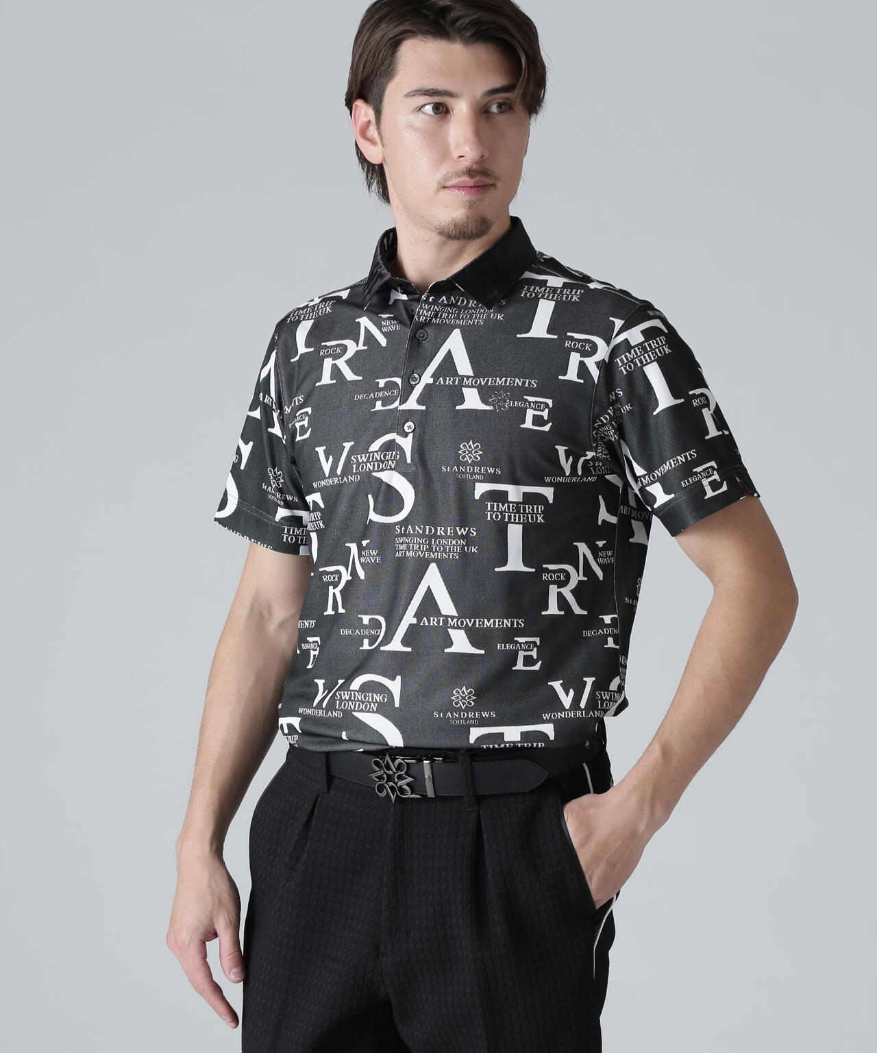 コンセプト柄ジャガード半袖シャツ (MENS)
