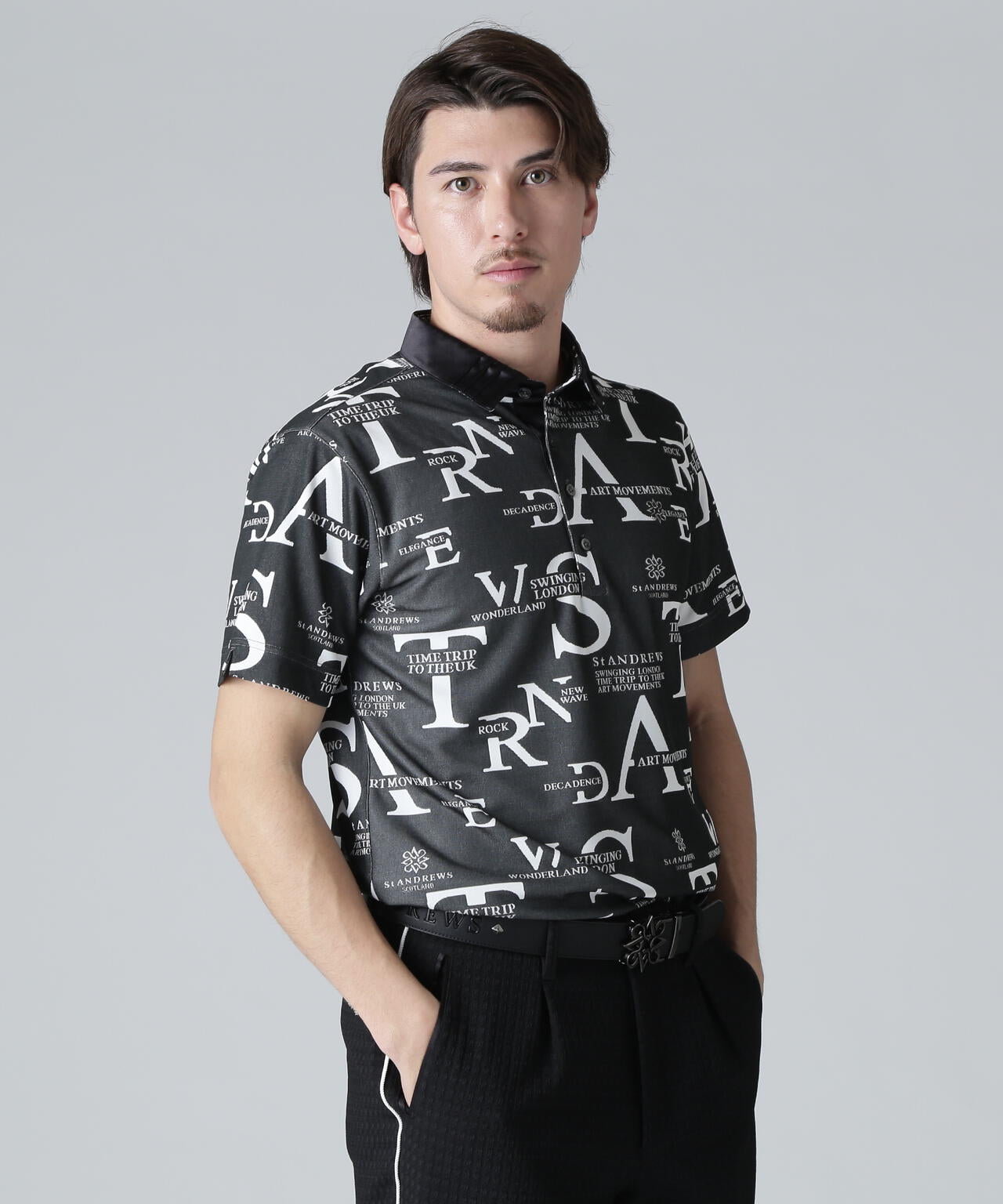 コンセプト柄ジャガード半袖シャツ (MENS)