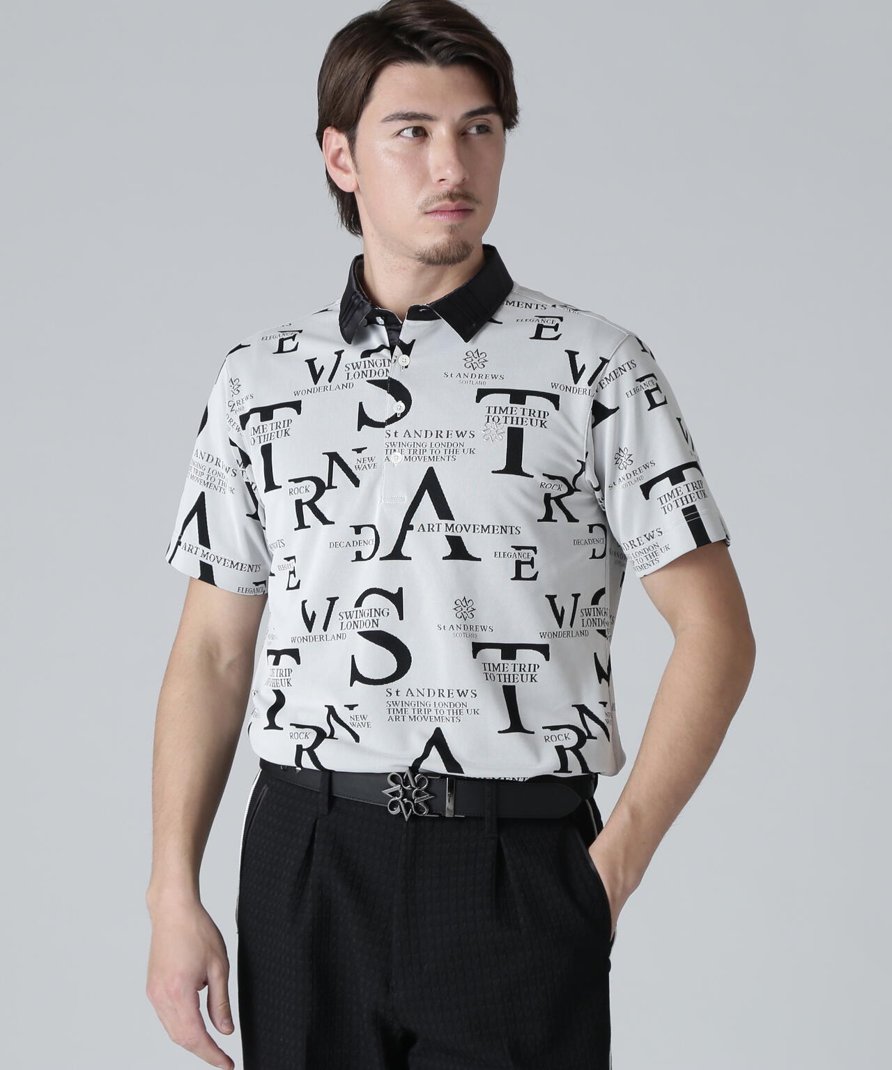 コンセプト柄ジャガード半袖シャツ (MENS)