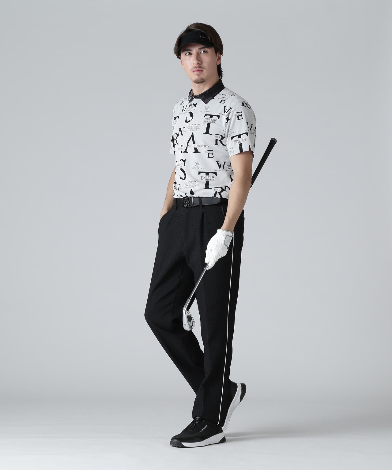 コンセプト柄ジャガード半袖シャツ (MENS)