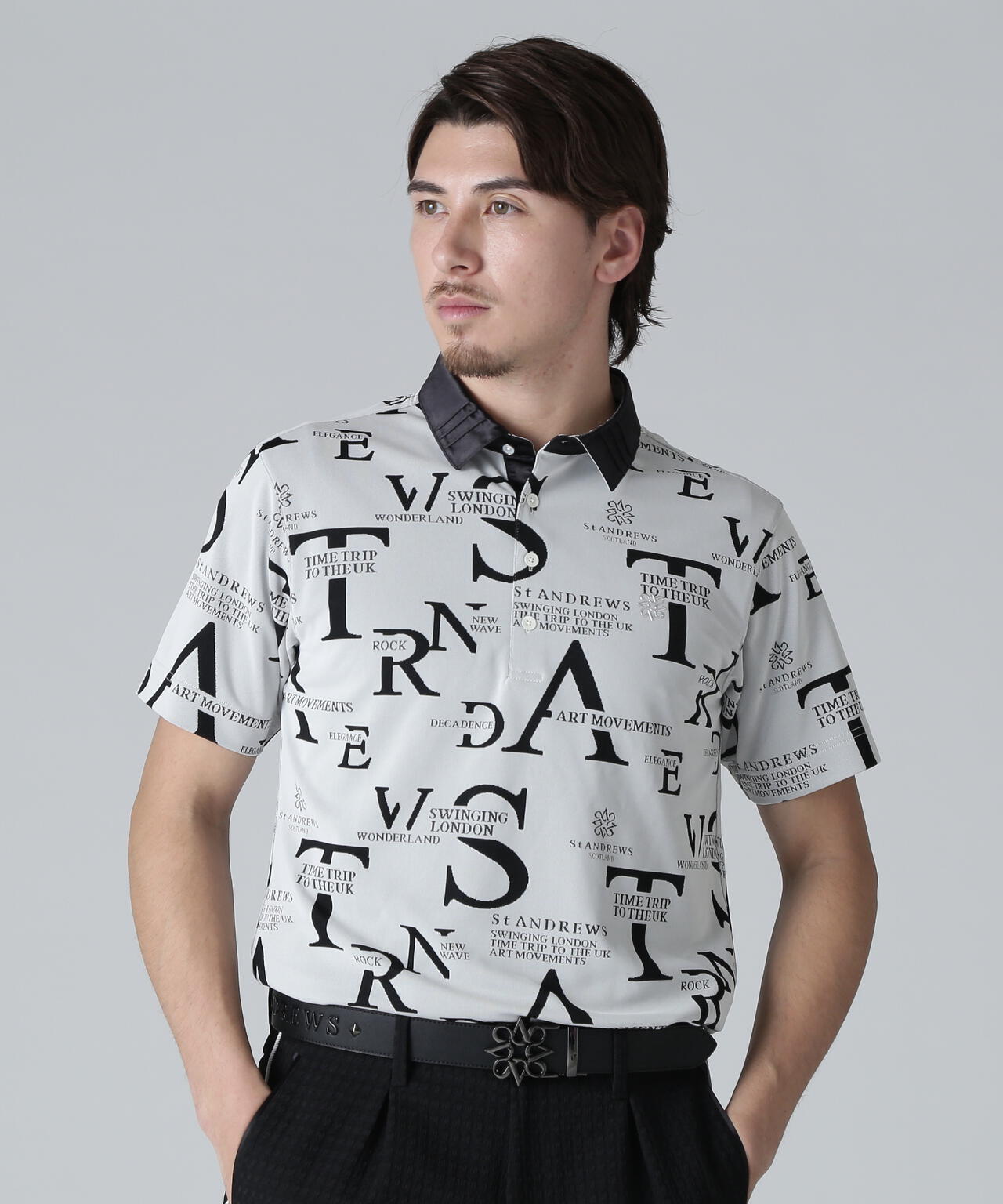 コンセプト柄ジャガード半袖シャツ (MENS)
