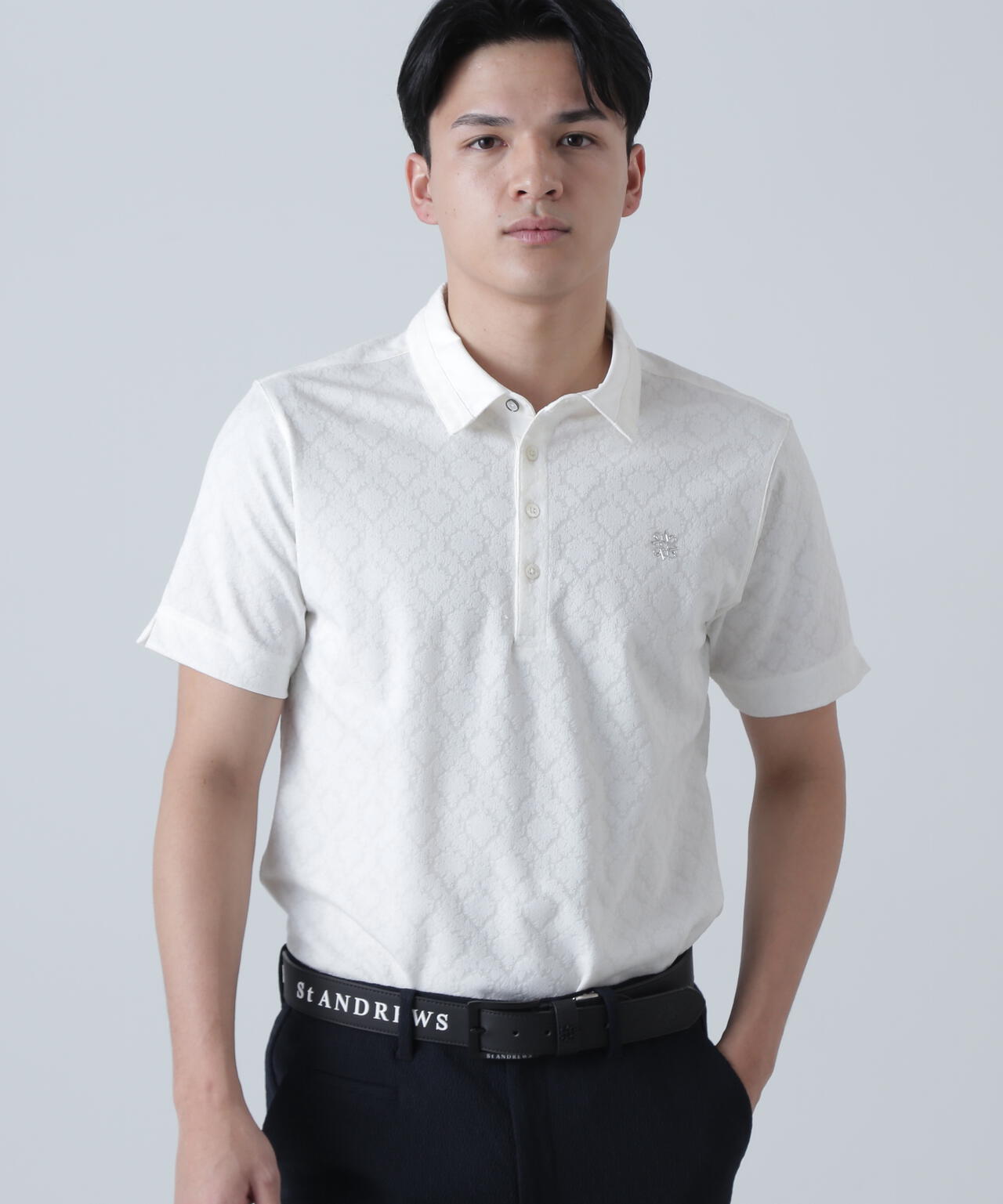 レトロアラベスク柄ジャガード半袖シャツ (MENS)