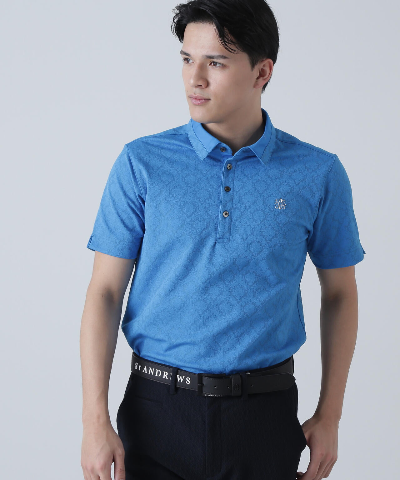 レトロアラベスク柄ジャガード半袖シャツ (MENS)