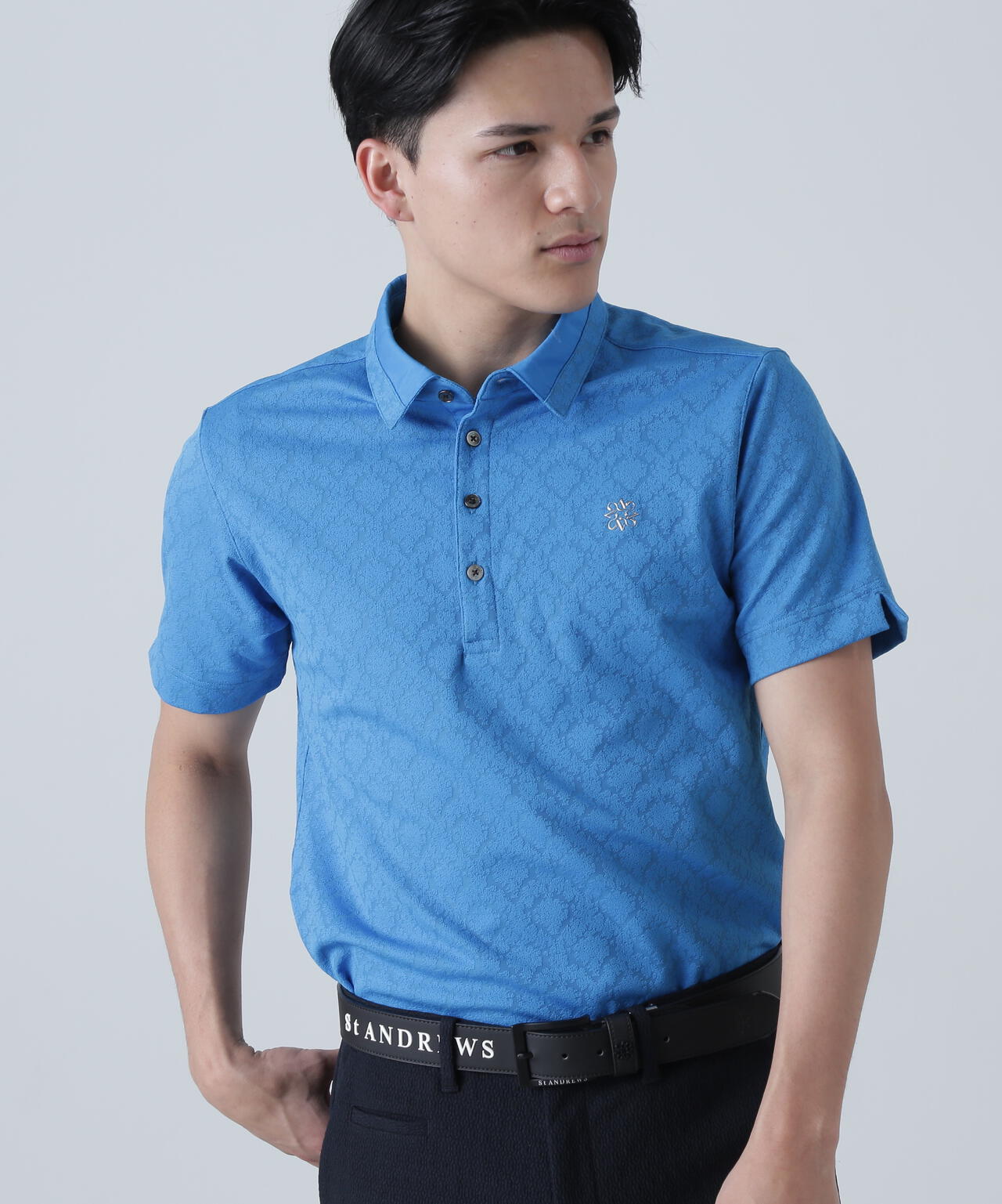 レトロアラベスク柄ジャガード半袖シャツ (MENS)