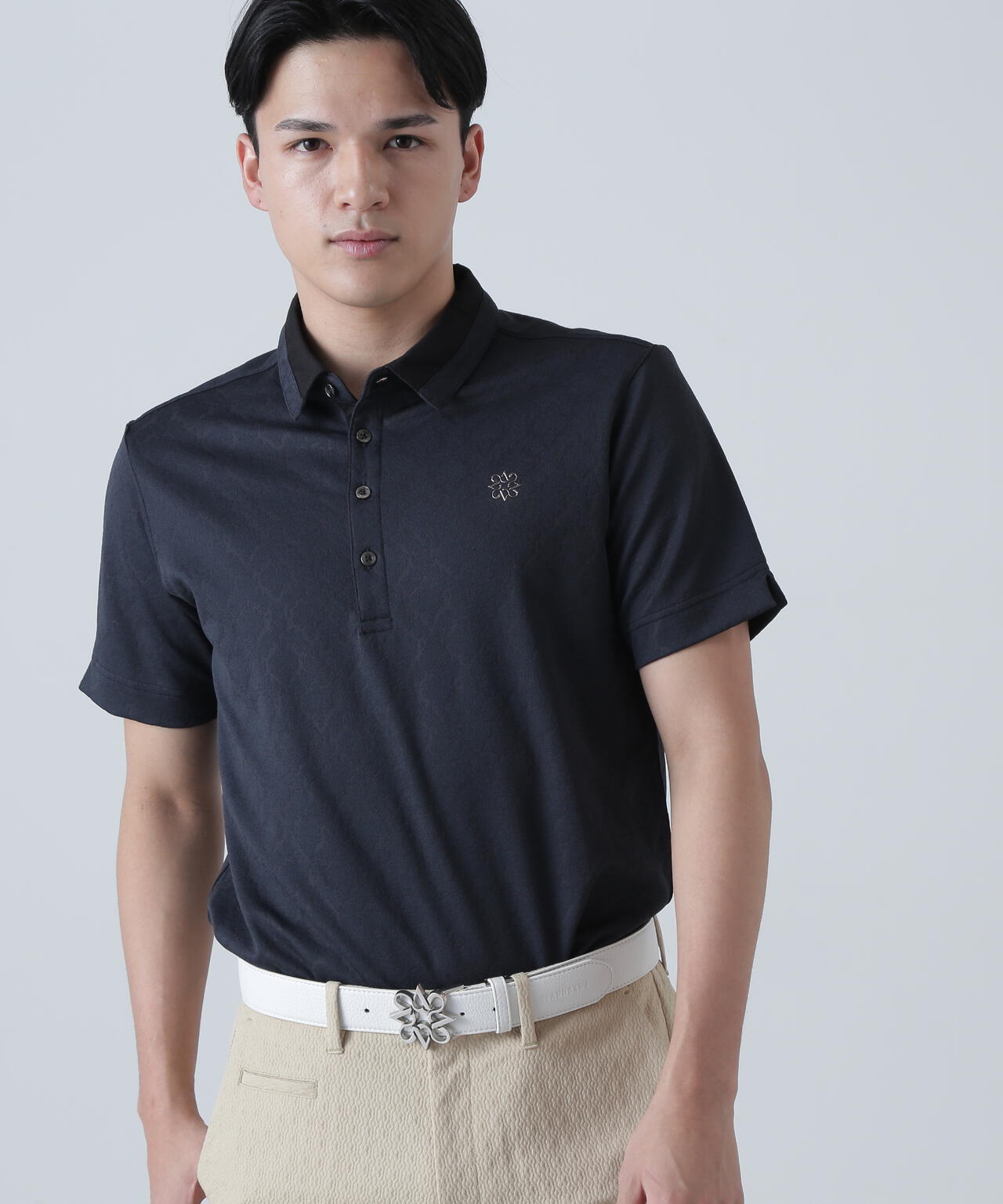 レトロアラベスク柄ジャガード半袖シャツ (MENS)