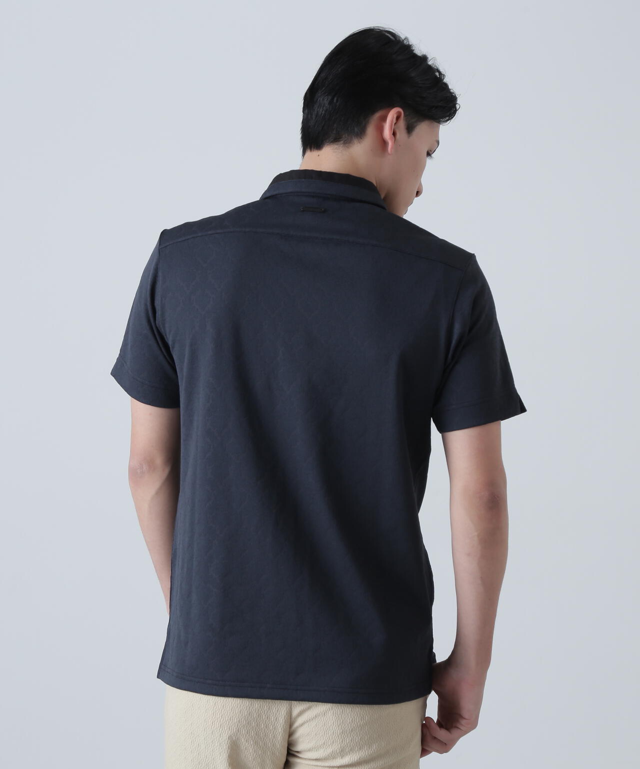 レトロアラベスク柄ジャガード半袖シャツ (MENS)