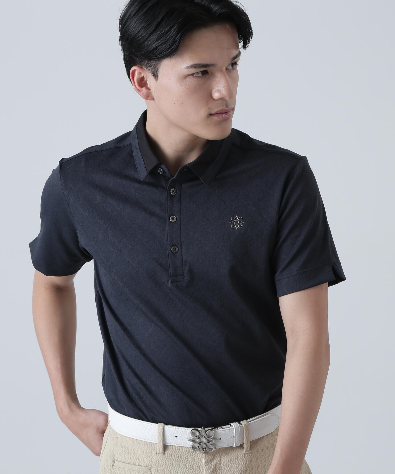 レトロアラベスク柄ジャガード半袖シャツ (MENS)