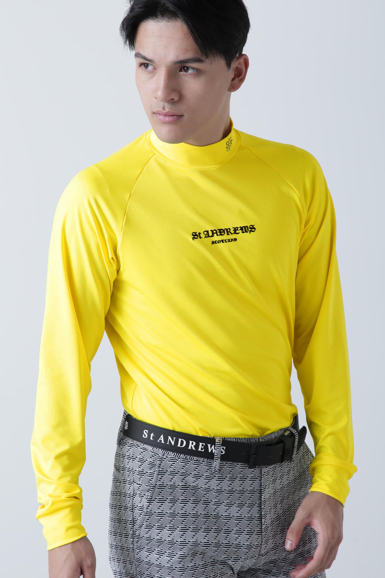 カチオンポリエステルベア天長袖ハイネックカットソー (MENS)