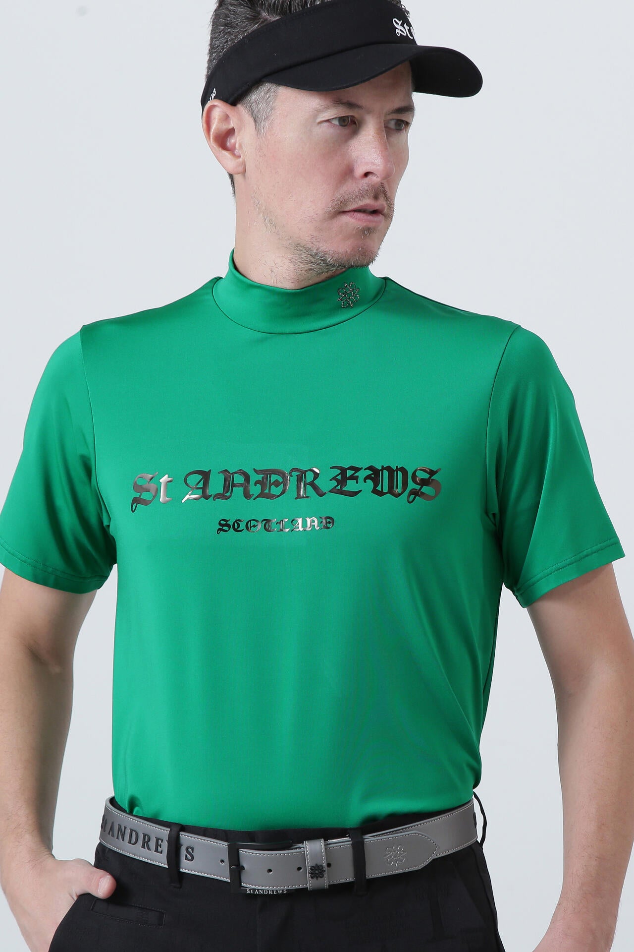 カチオンポリエステルベア天半袖ハイネック (MENS)