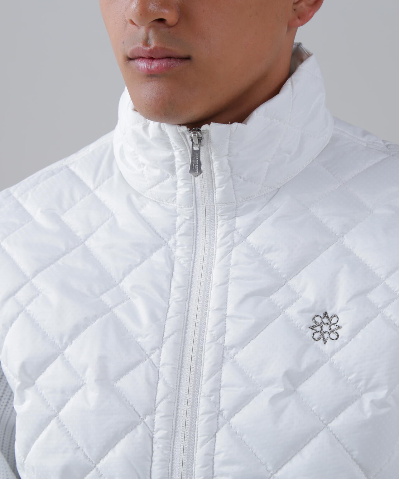 ドットストレッチキルト袖ニットブルゾン (MENS)