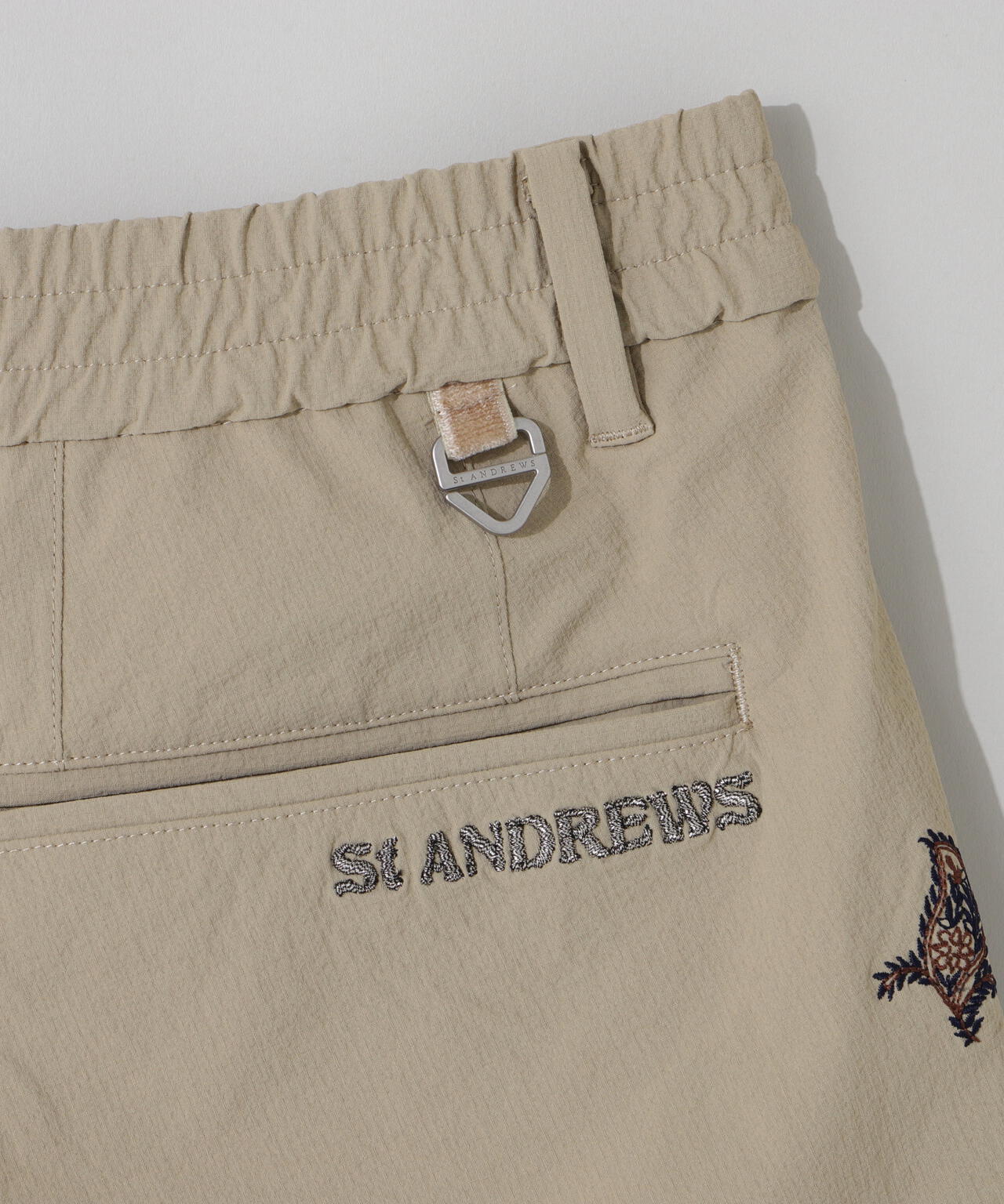 接触冷感 リーフ柄刺繍ナイロンストレッチショートパンツ (MENS)