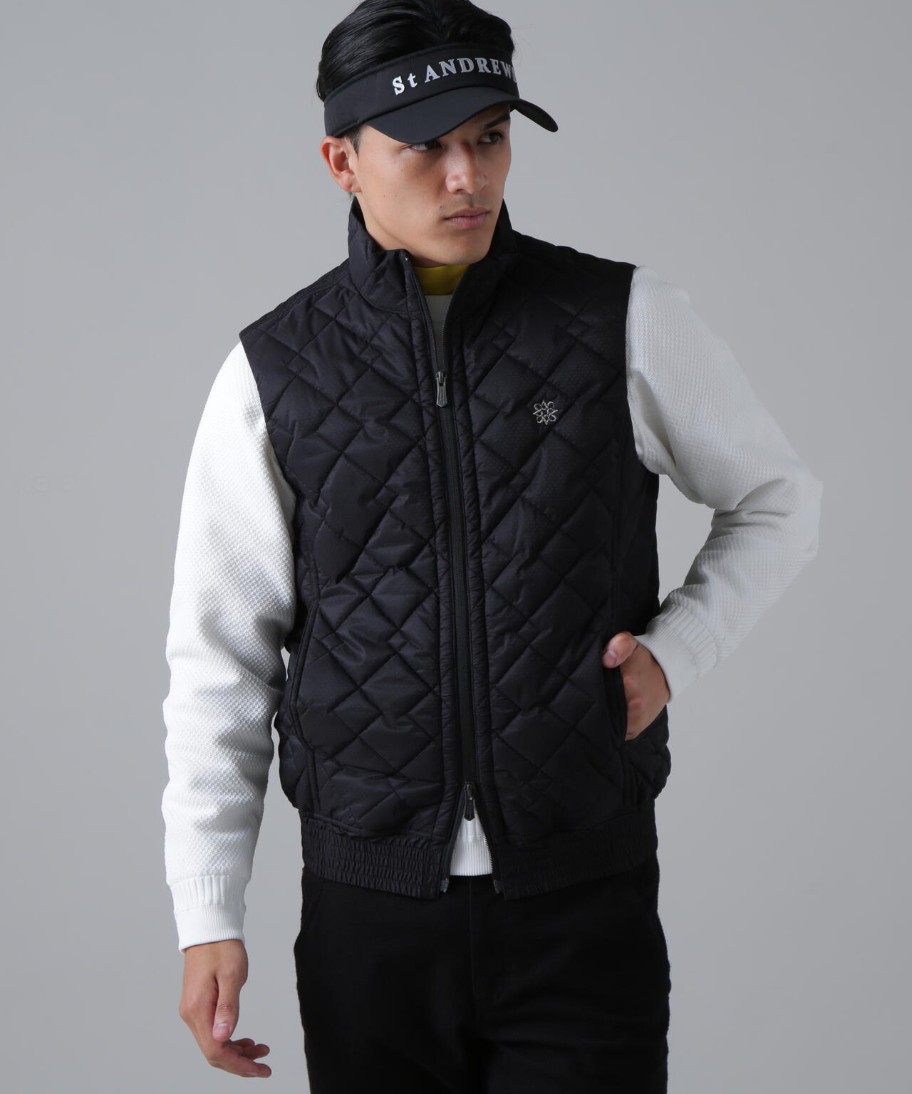 ドットストレッチキルトフルジップベスト (MENS)