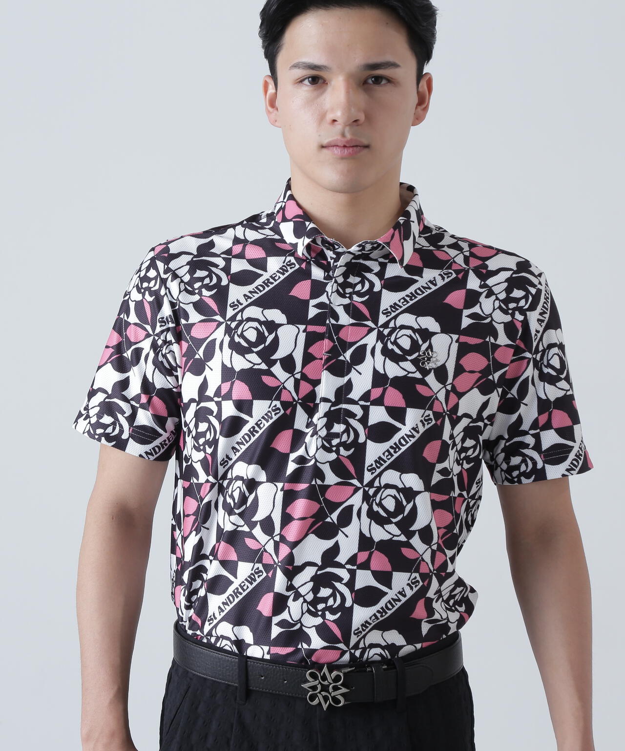 トリコットメッシュボニースコットランドプリント半袖シャツ (MENS)