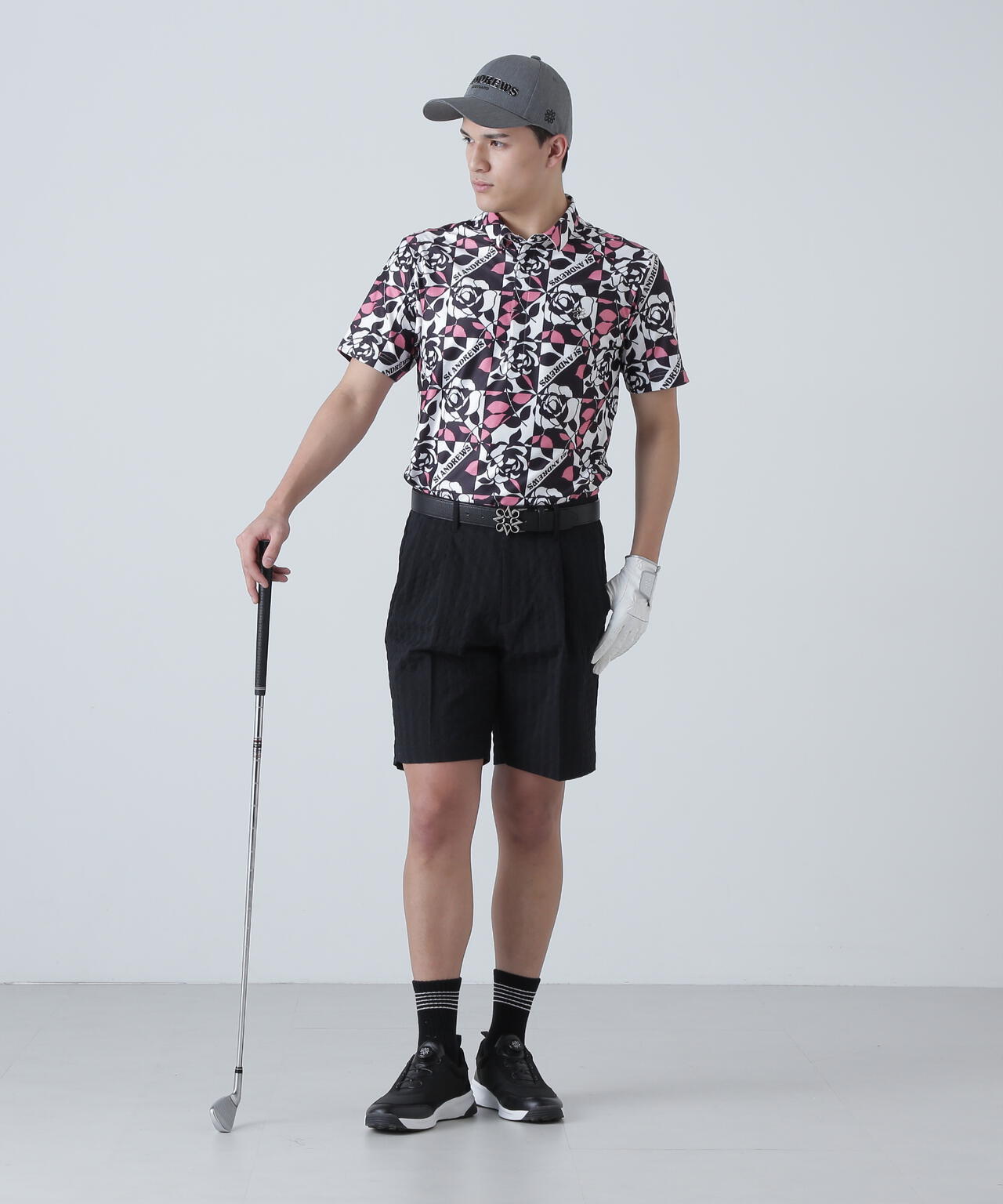 トリコットメッシュボニースコットランドプリント半袖シャツ (MENS)