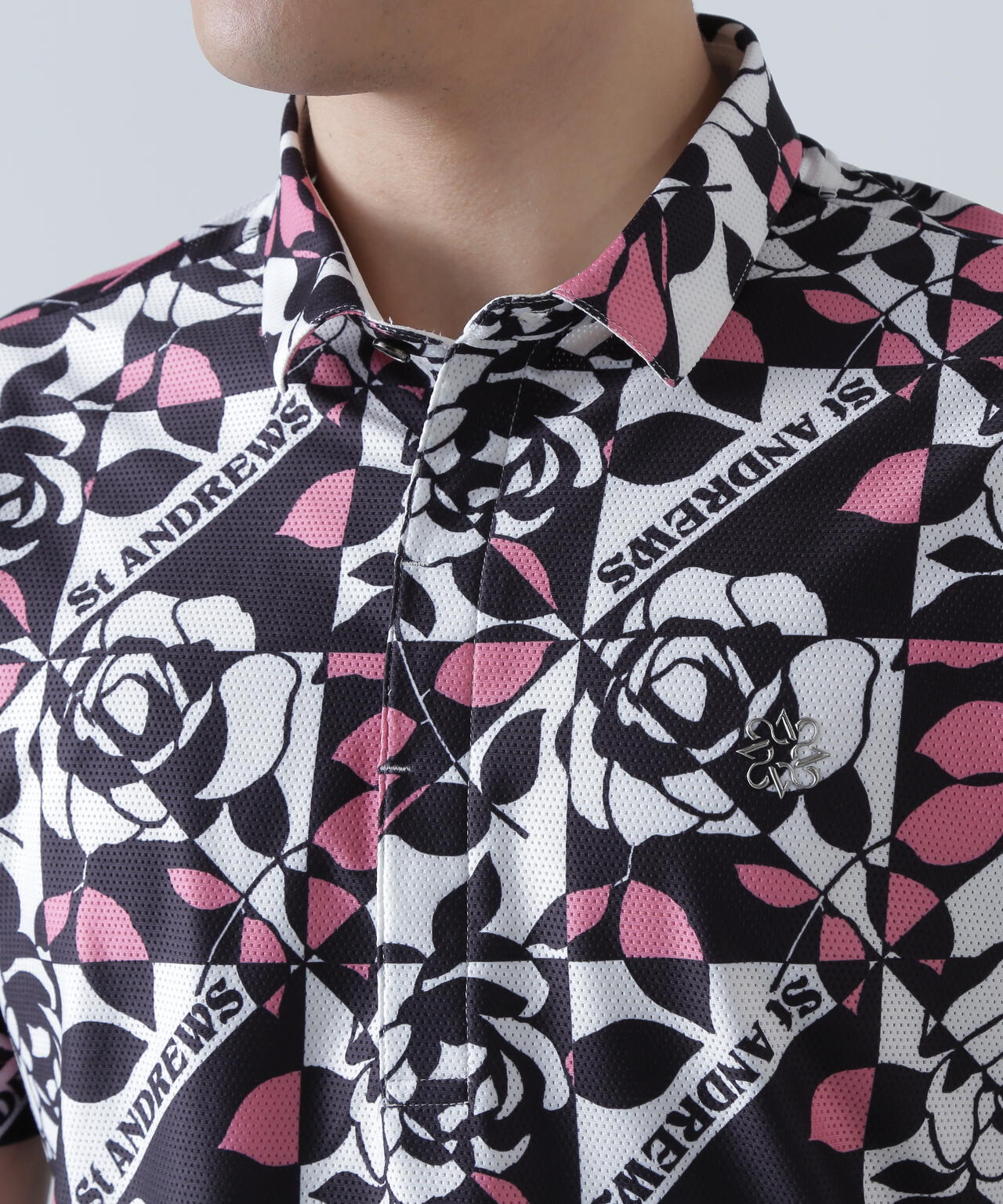 トリコットメッシュボニースコットランドプリント半袖シャツ (MENS)