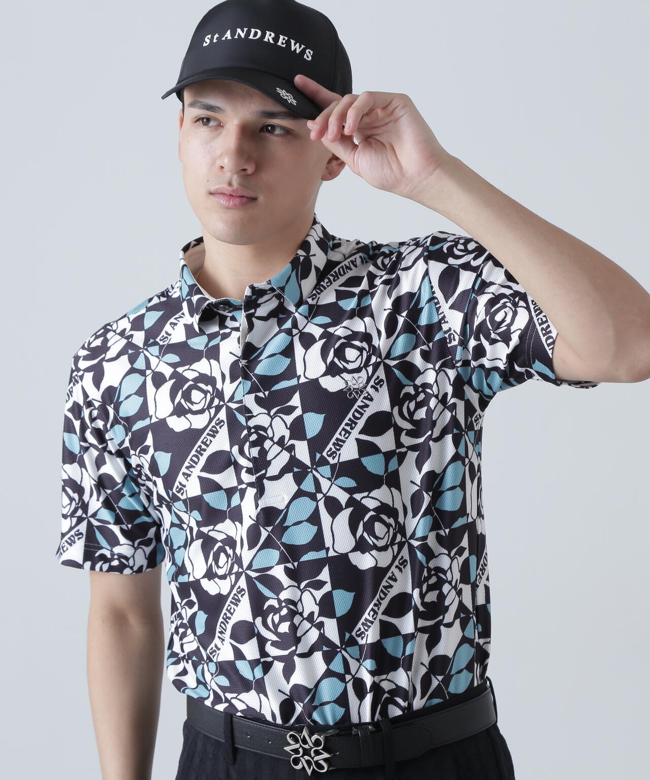 トリコットメッシュボニースコットランドプリント半袖シャツ (MENS)