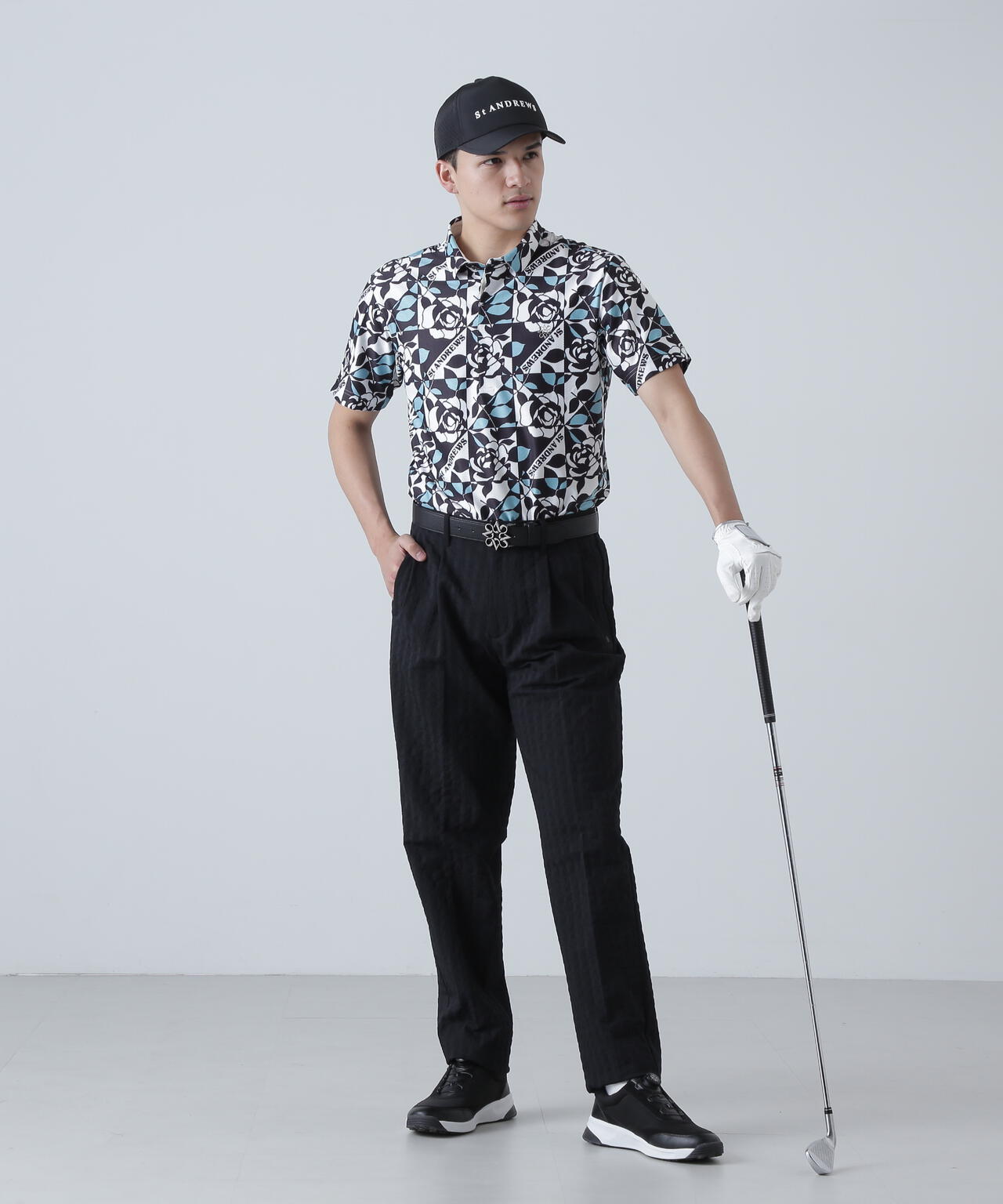 トリコットメッシュボニースコットランドプリント半袖シャツ (MENS)