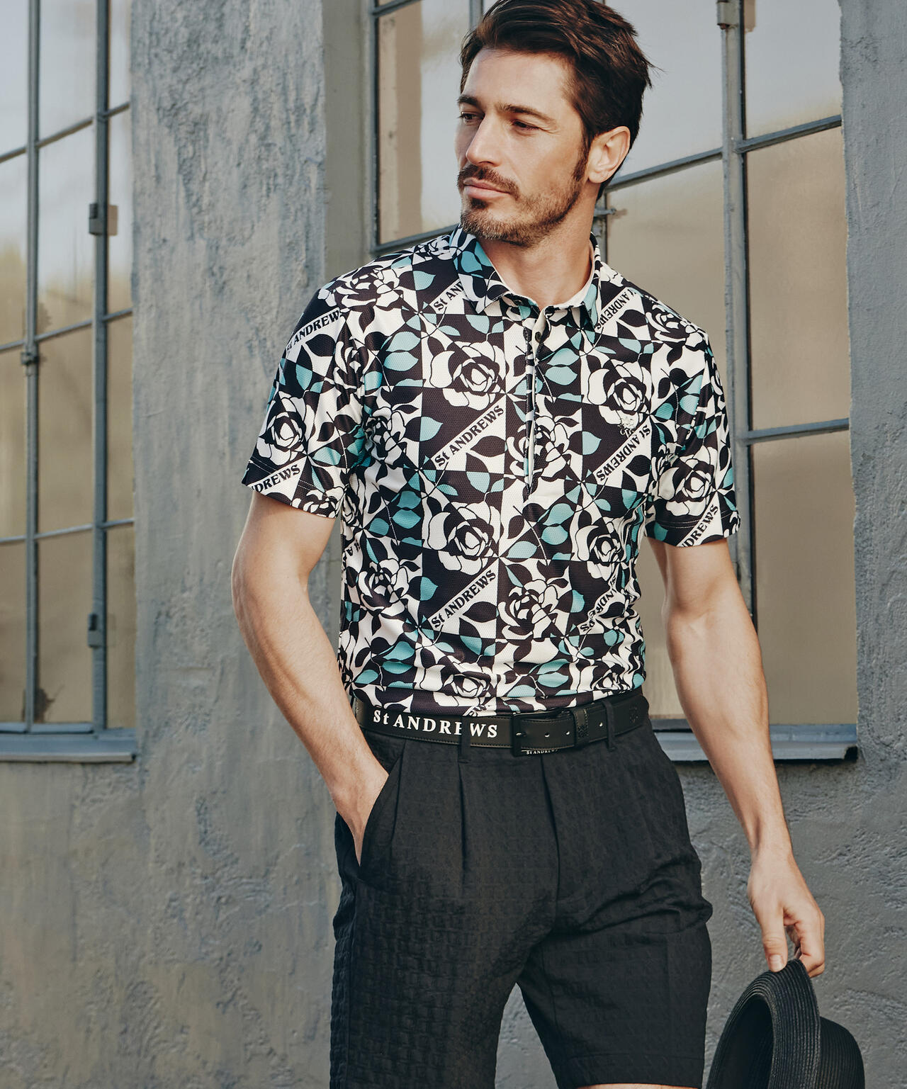 トリコットメッシュボニースコットランドプリント半袖シャツ (MENS)