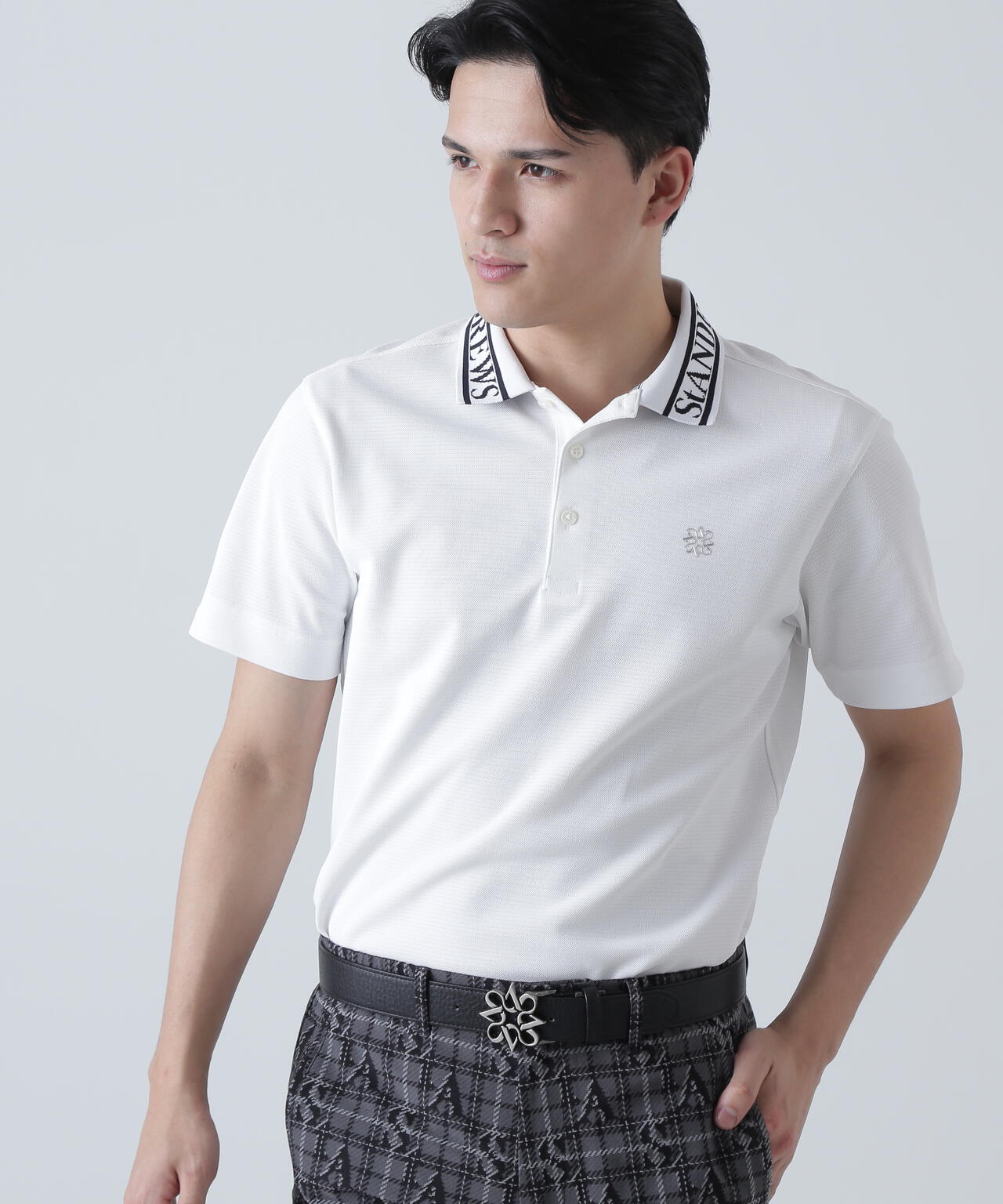 TEXBRIDシャドーボーダーカノコ半袖ポロシャツ (MENS)