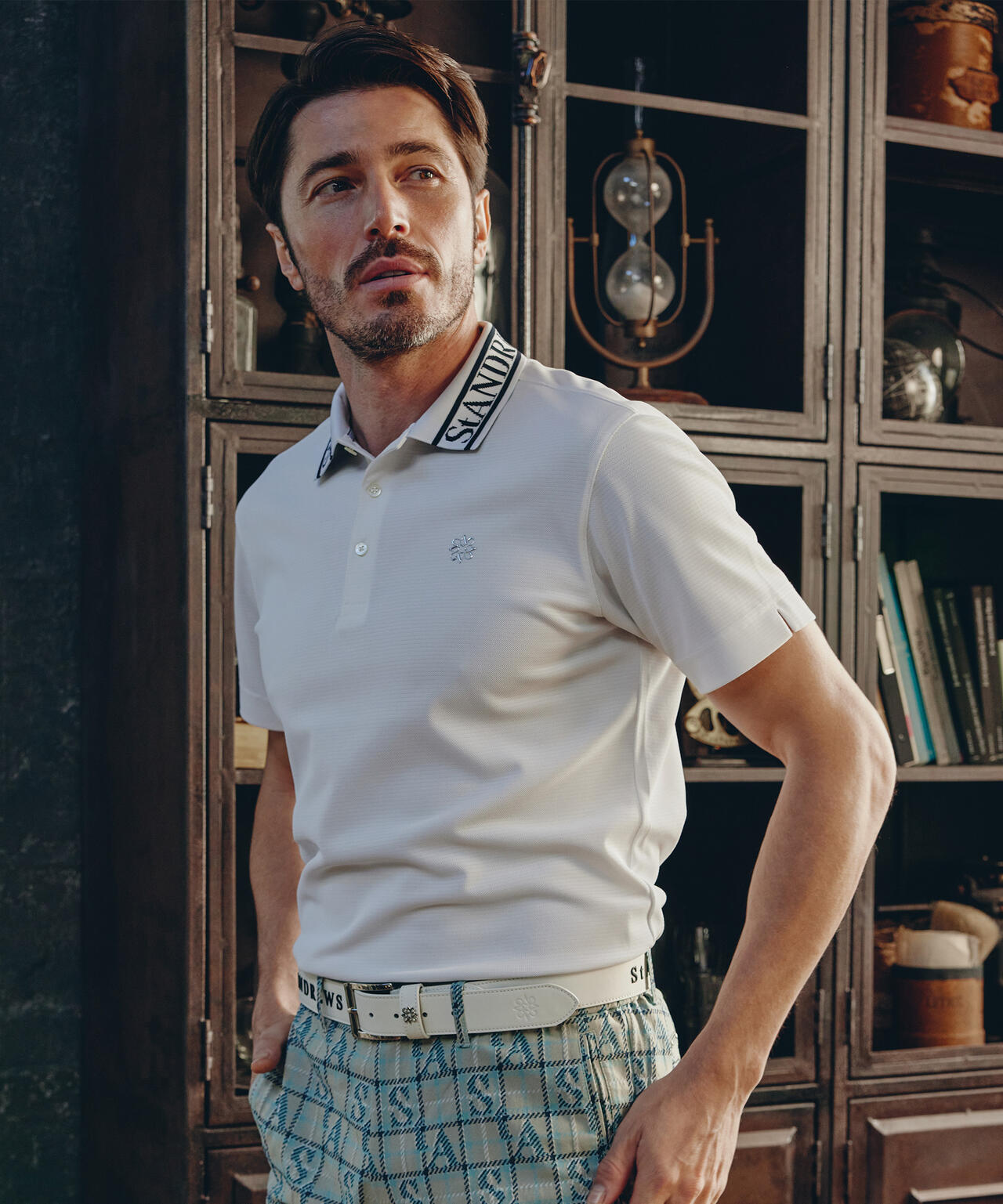 TEXBRIDシャドーボーダーカノコ半袖ポロシャツ (MENS)