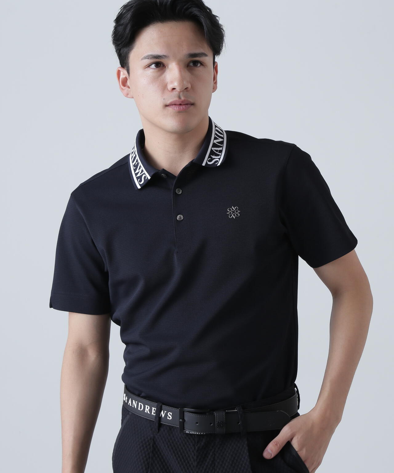 TEXBRIDシャドーボーダーカノコ半袖ポロシャツ (MENS)