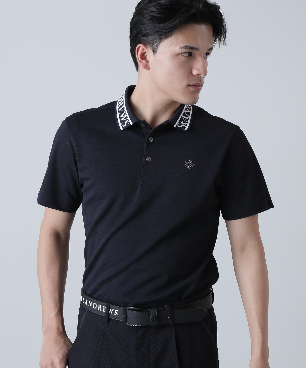 TEXBRIDシャドーボーダーカノコ半袖ポロシャツ (MENS)