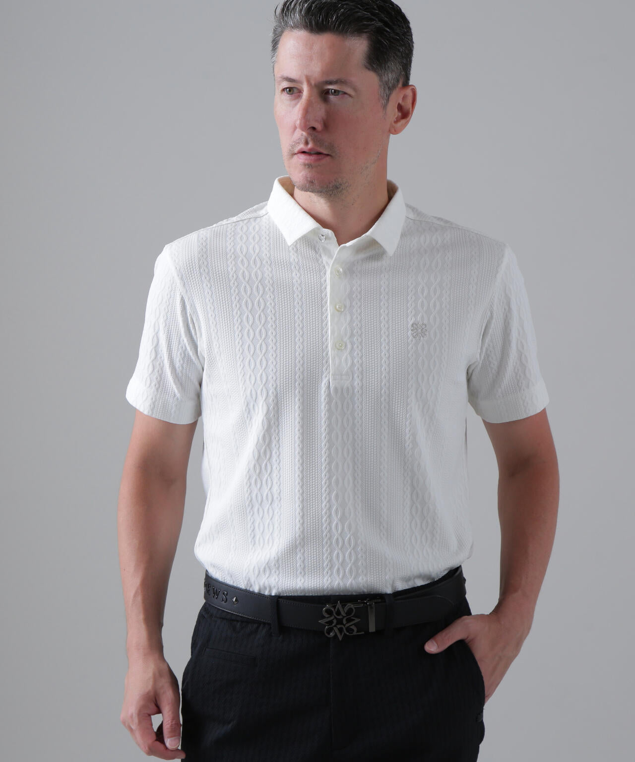 縄柄リンクス半袖シャツ (MENS)