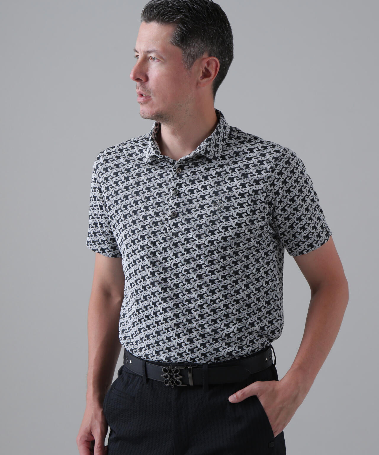 SAロゴトッドジャガード半袖シャツ (MENS)