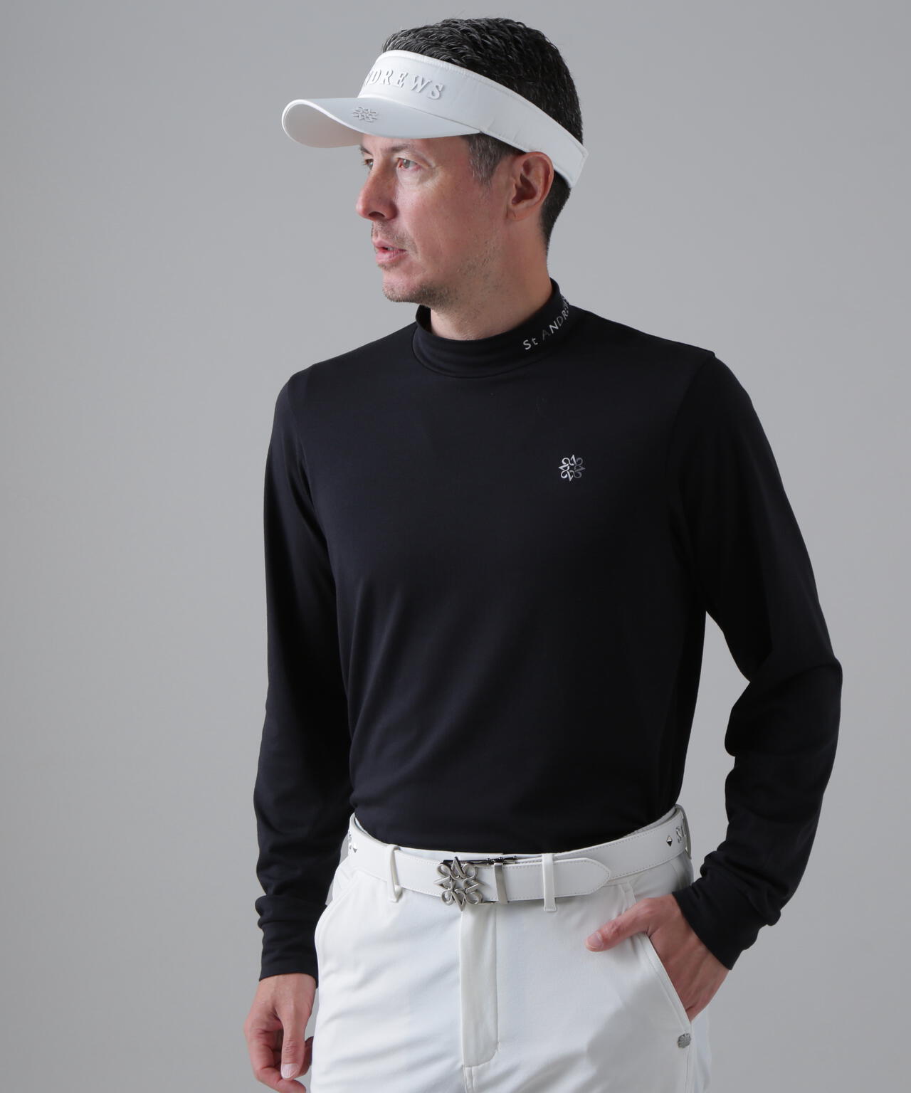 ベア天竺長袖ハイネックカットソー (MENS)