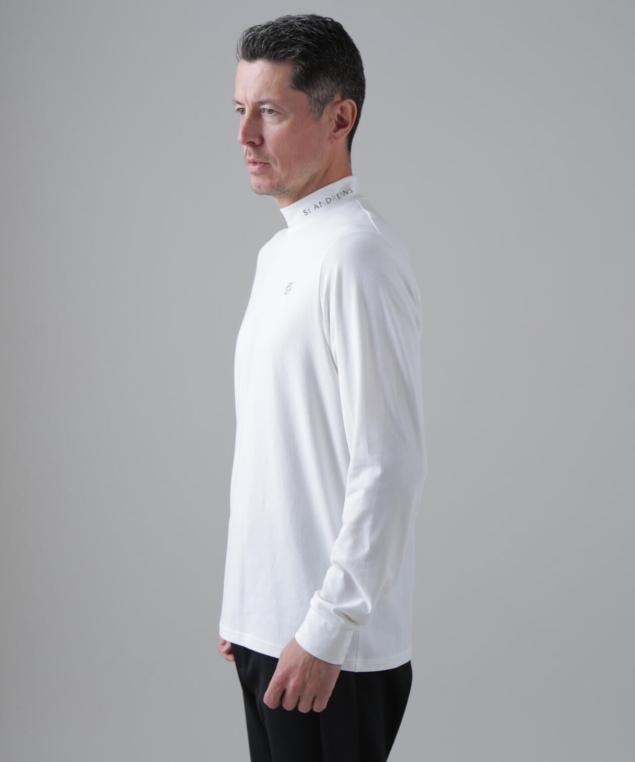 ベア天竺長袖ハイネックカットソー (MENS)