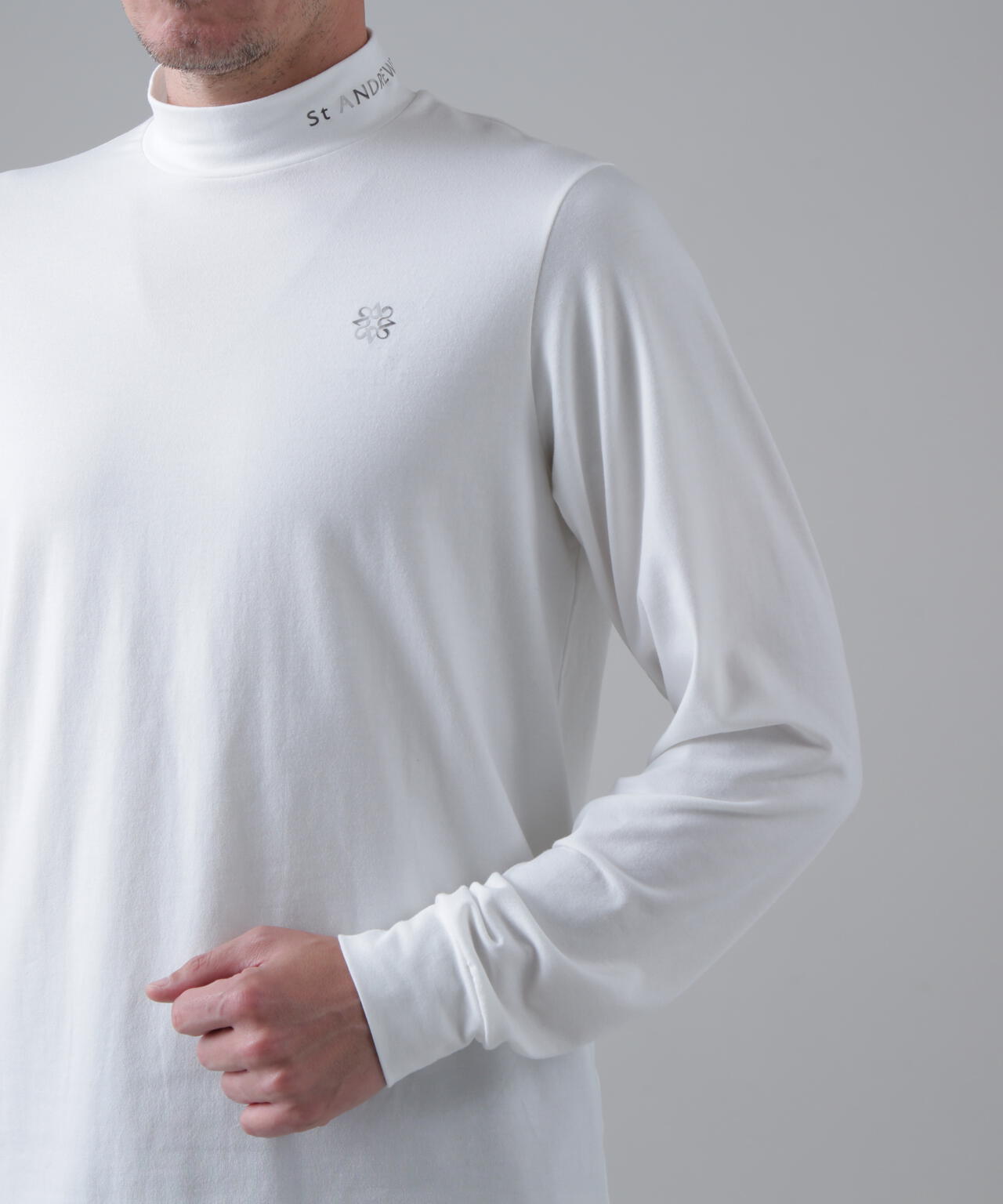 ベア天竺長袖ハイネックカットソー (MENS)