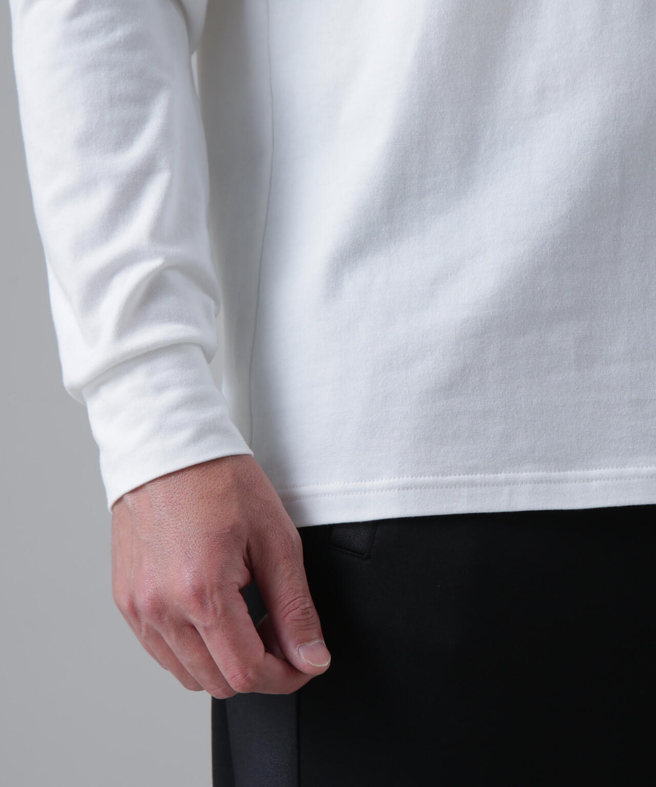 ベア天竺長袖ハイネックカットソー (MENS)