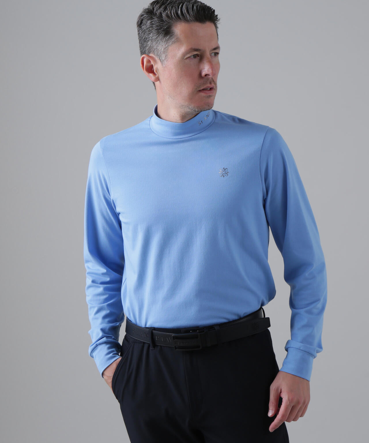 ベア天竺長袖ハイネックカットソー (MENS)