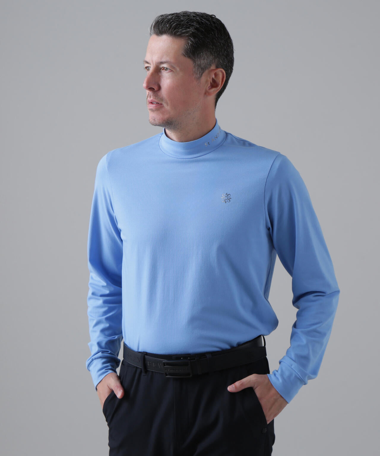 ベア天竺長袖ハイネックカットソー (MENS)