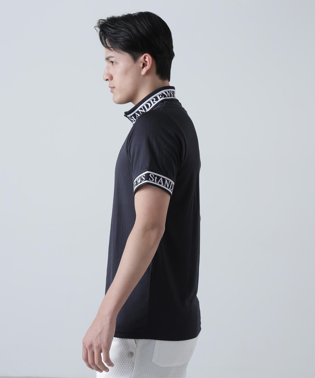 ベアサッカージャガード半袖ハーフジップアップカットソー (MENS)