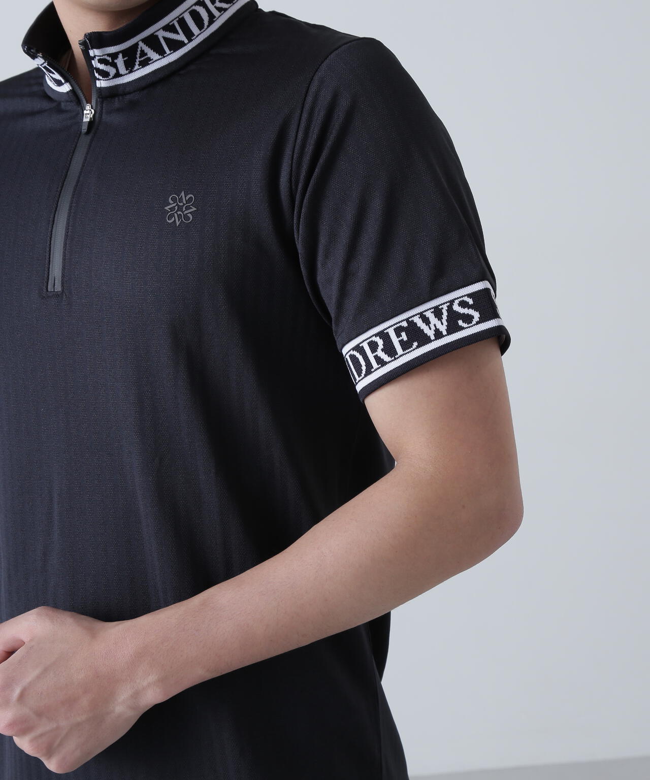 ベアサッカージャガード半袖ハーフジップアップカットソー (MENS)