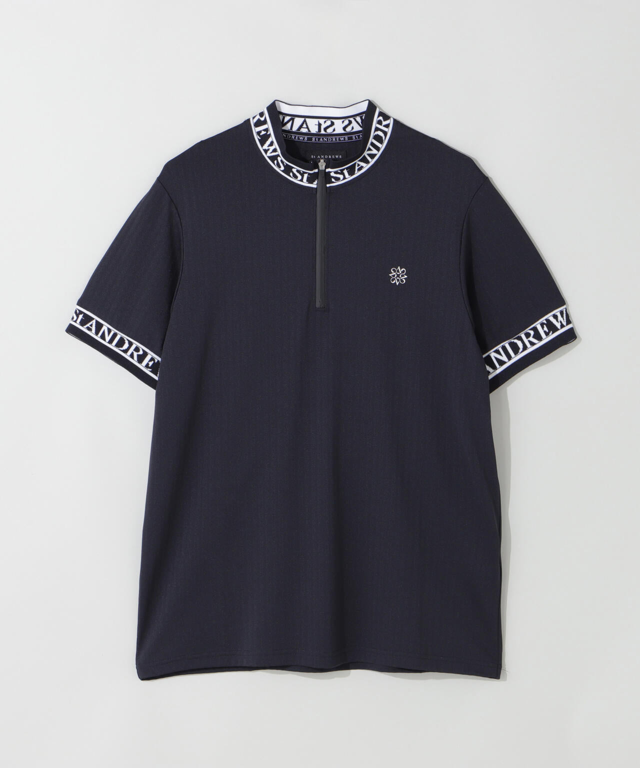 ベアサッカージャガード半袖ハーフジップアップカットソー (MENS)