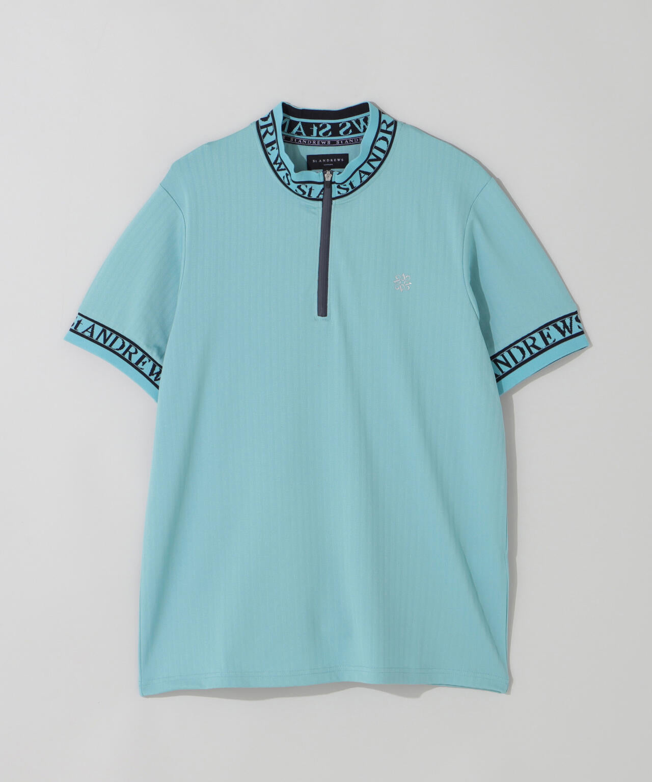 ベアサッカージャガード半袖ハーフジップアップカットソー (MENS)