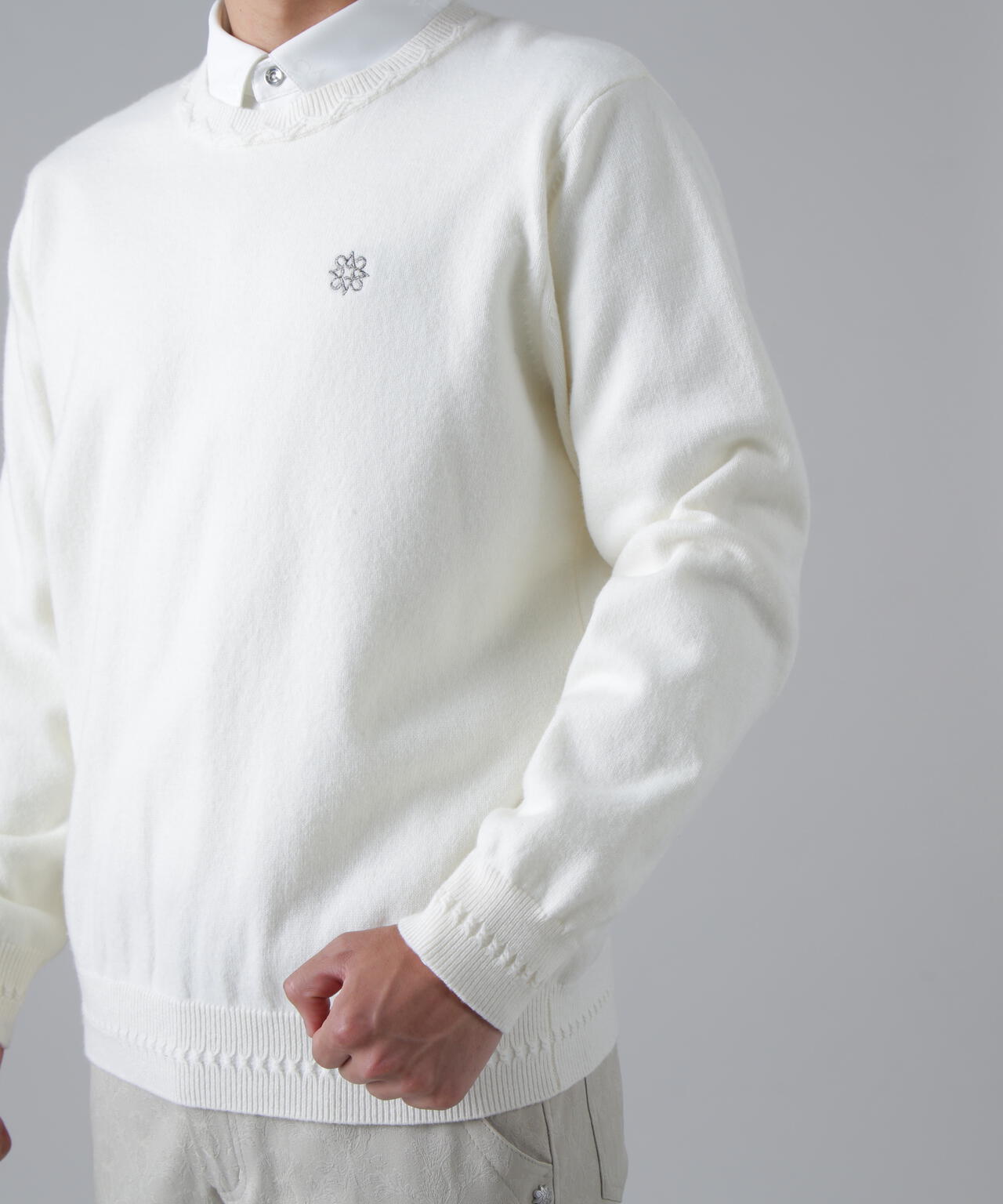 9G天竺 クルーネックニットプルオーバー (MENS)